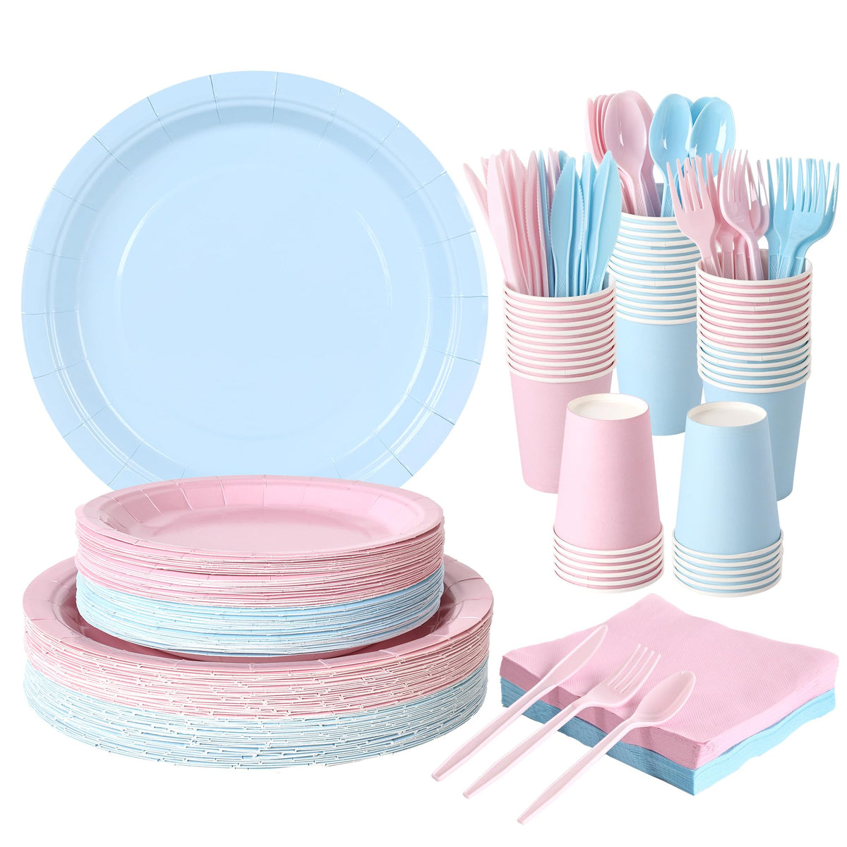 350 Pcs Neon Disposable Plates and Napkins Tableware Set for - COSINIA Official Imagery - 8