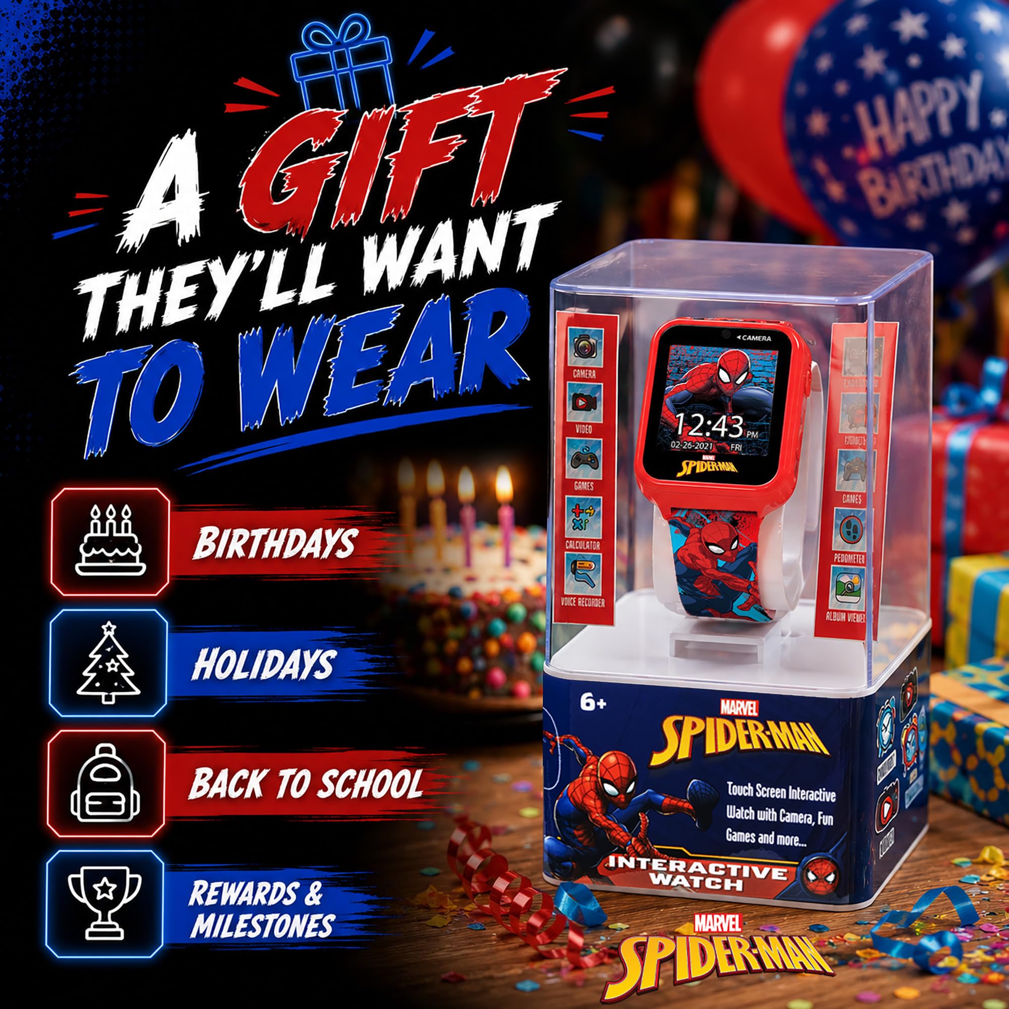Accutime Marvel Spider-Man Red Educational Touchscreen Smart Watch Toy - View 6