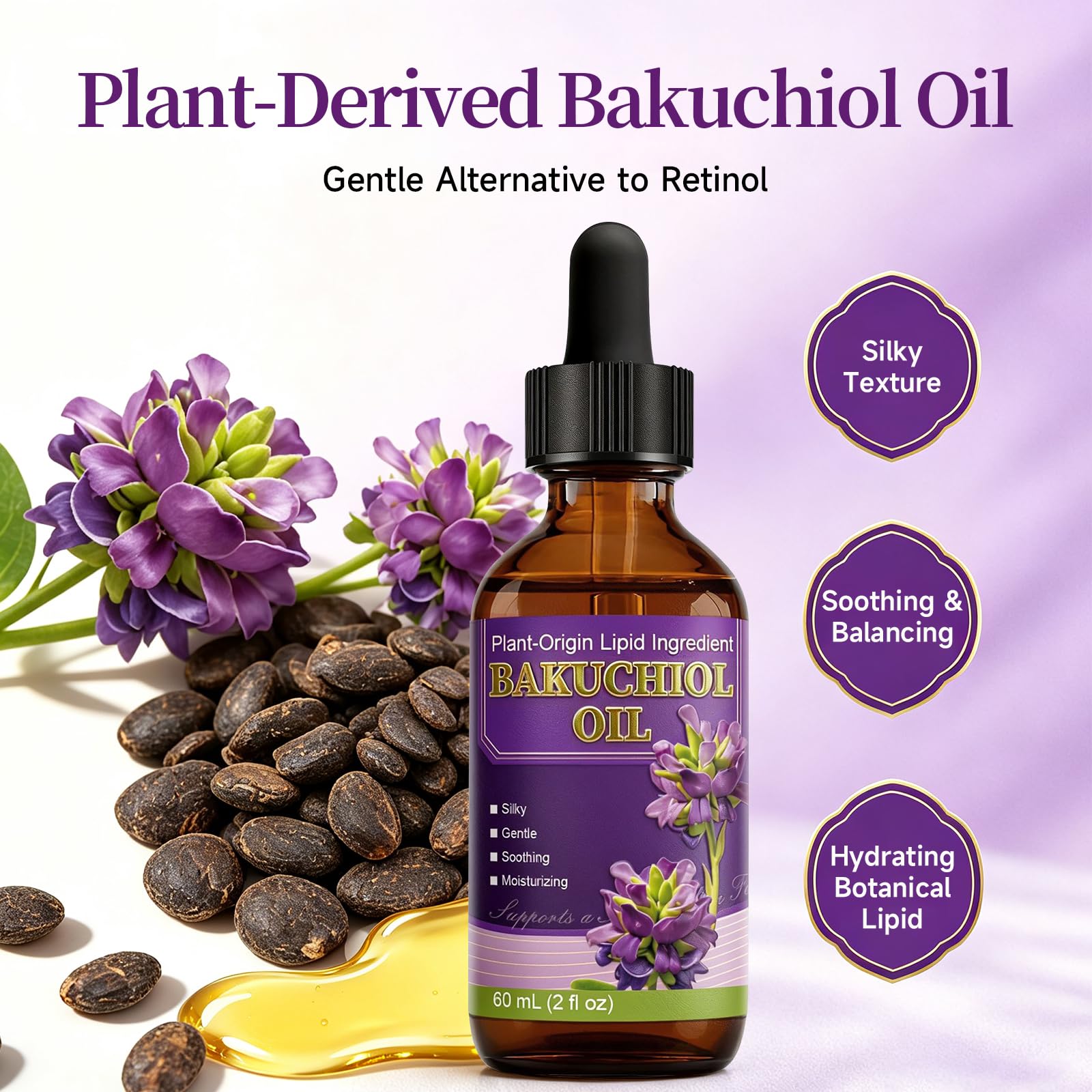 LFuTPm Bakuchiol Oil Organic Cold Pressed for Face, Retinol Alternative Anti Aging - LFuTPm Official Product View 3