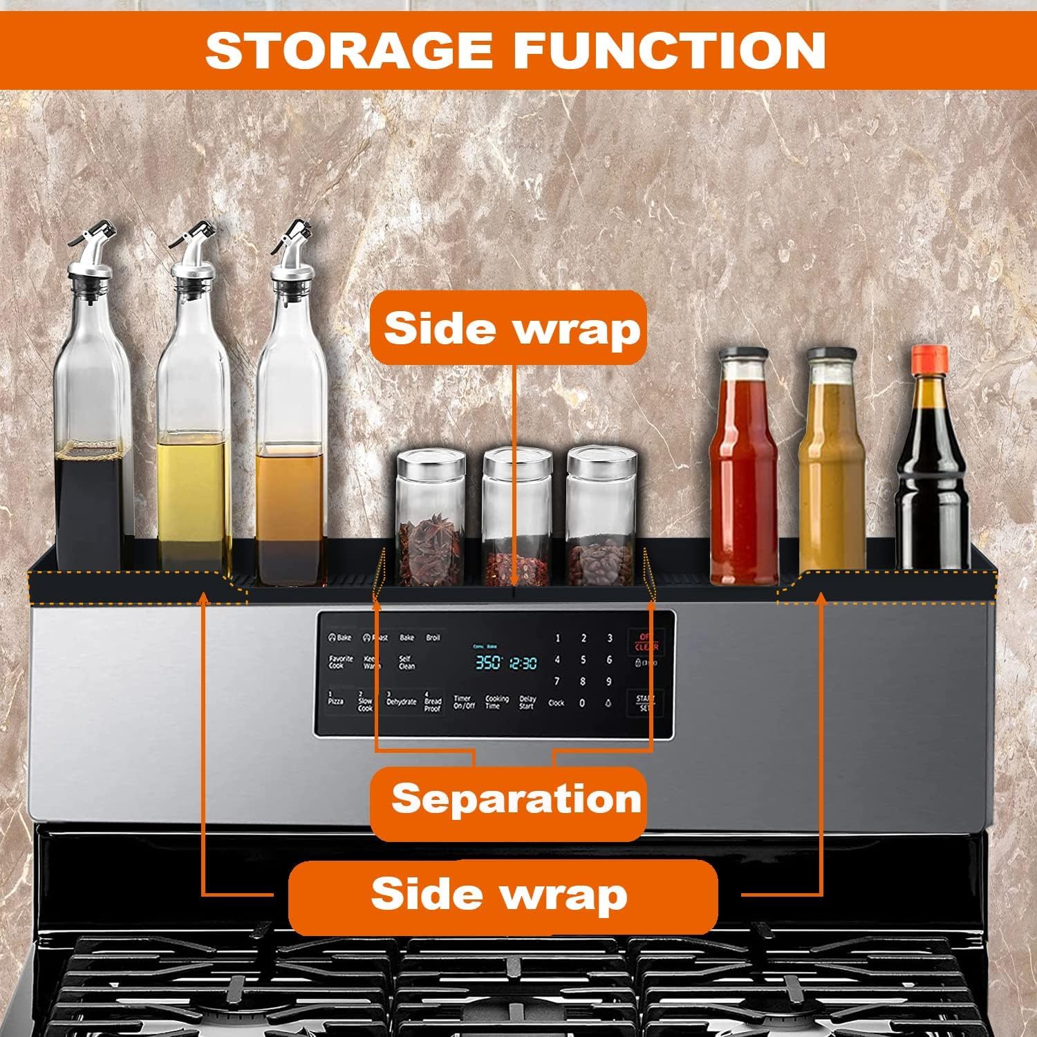 AWOKE Stove Top Shelf 30 Inch - Silicone Material Magnetic Shelf by AWOKE - Angle View 8