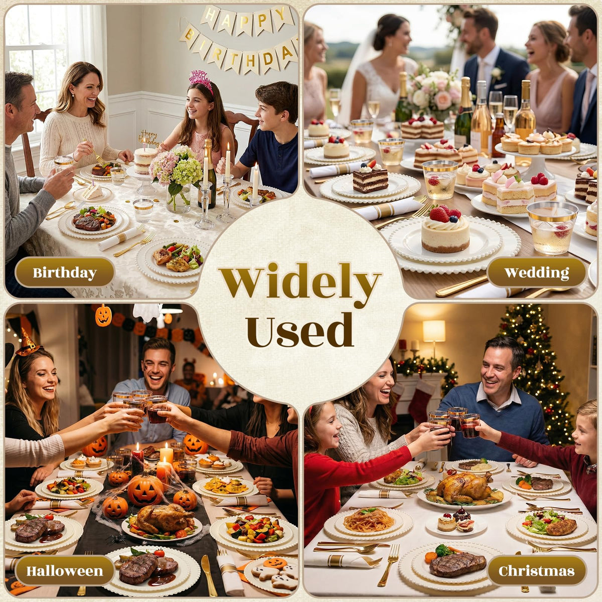 175pcs Plastic Dinnerware Set Ivory 25 Guests for Wedding - cheerserve Official Imagery - 8