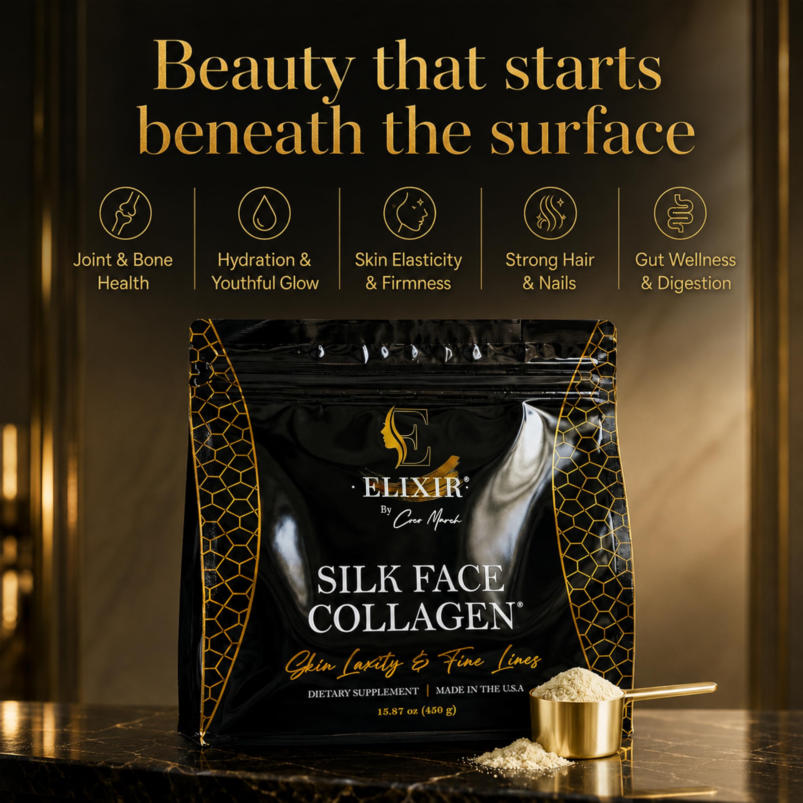 Elixir by Coc March Silk Face Collagen Peptides Powder for - Elixir by Cocó March Official Imagery - 3