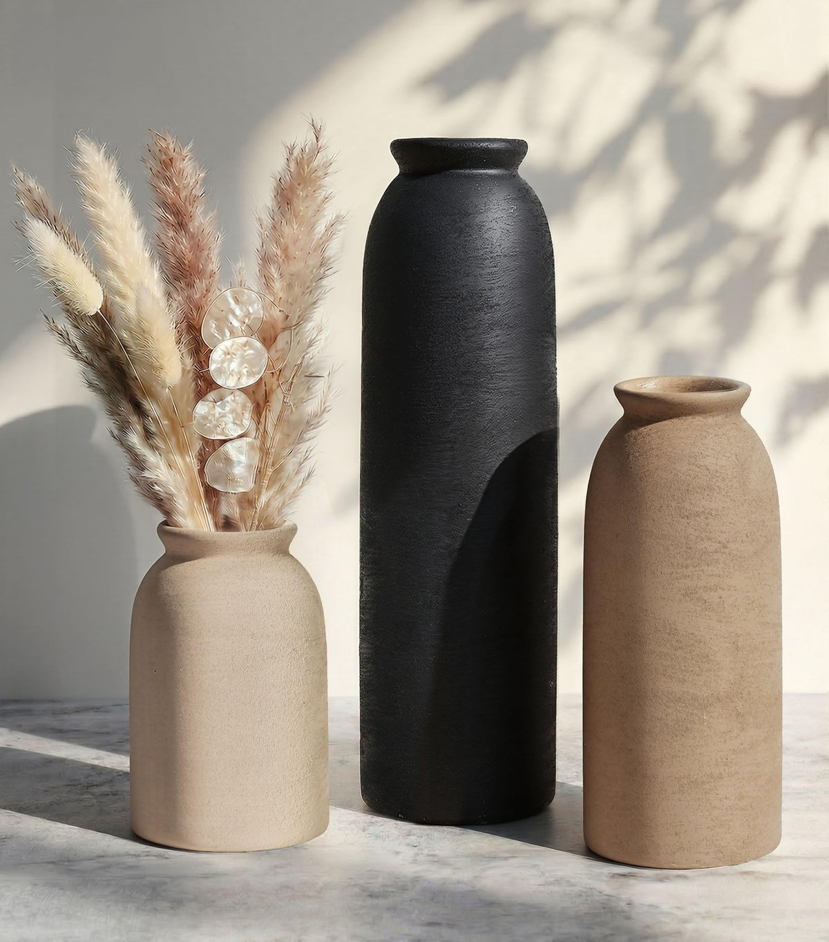 Ceramic Vase Set of 3 Small Flower Rustic Vase Home Decor - FancyPlus Official Imagery - 1