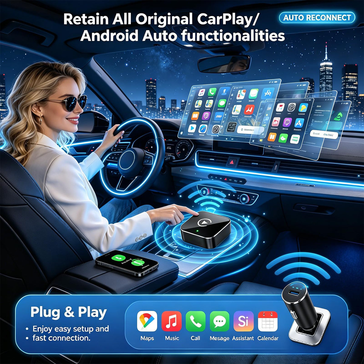Wireless CarPlay Adapter Supports iPhone Android Phones - YFDUNV Official Imagery - 6