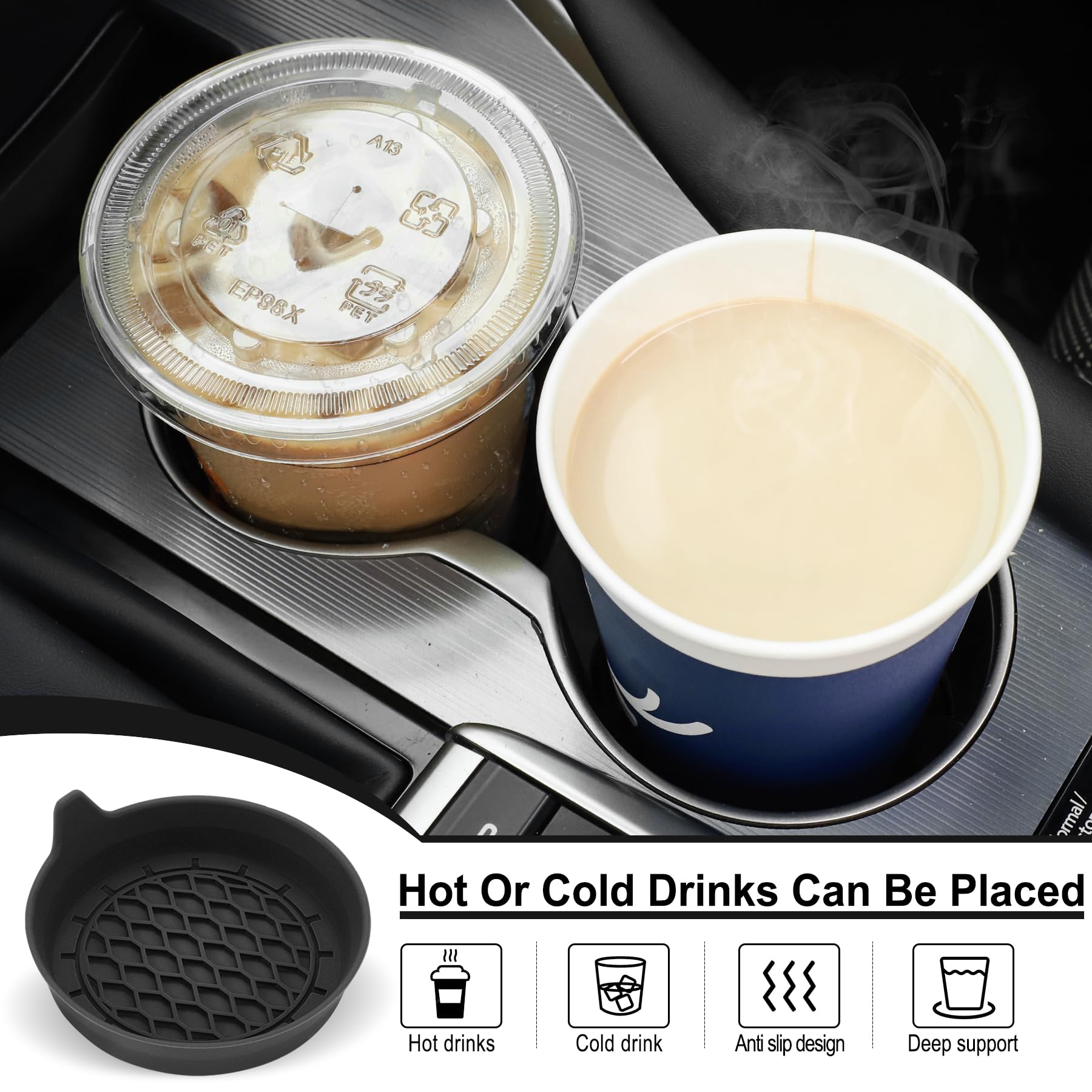 SINGARO Car Cup Holder Coaster, Silicone Cup Holder Insert, Unive - SINGARO Official Product View 3