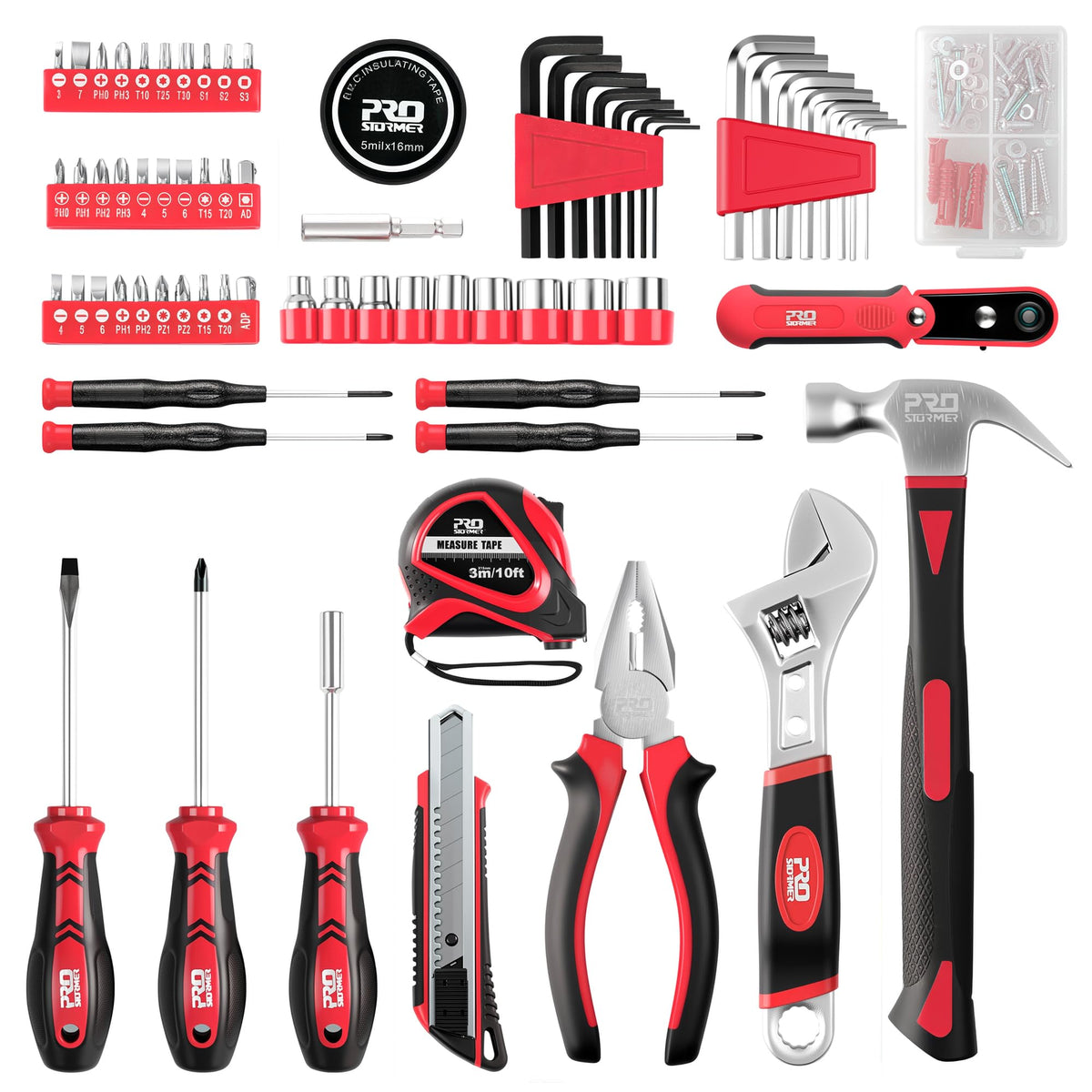 Prostormer 160 Piece Home Tool Set Starter Tool Kit Red - Prostormer Official Imagery - 4