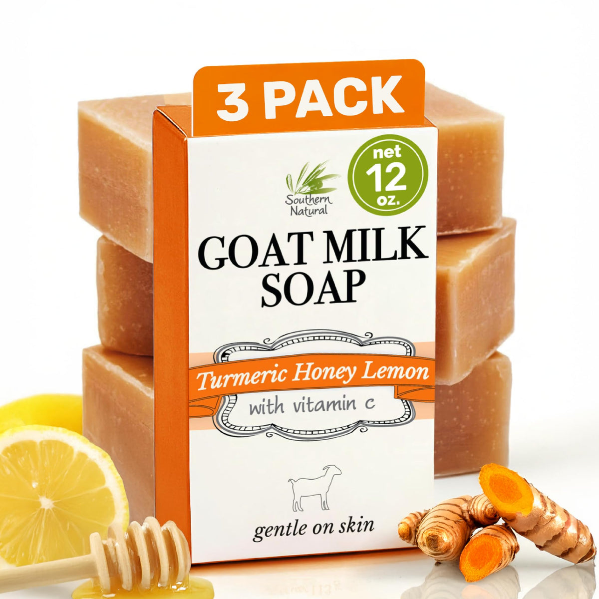 Southern Natural Turmeric Soap Bar 3 Pack For Face Body With - Southern Natural Official Imagery - 2