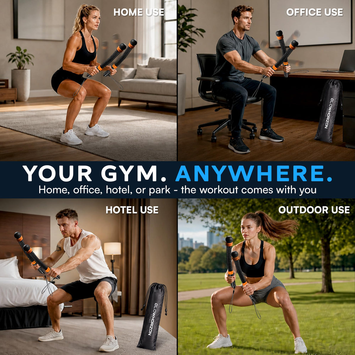 Cordless Battle Ropes Ropeless Battle Ropes with 8 Removable - GlowHorizon Official Imagery - 6