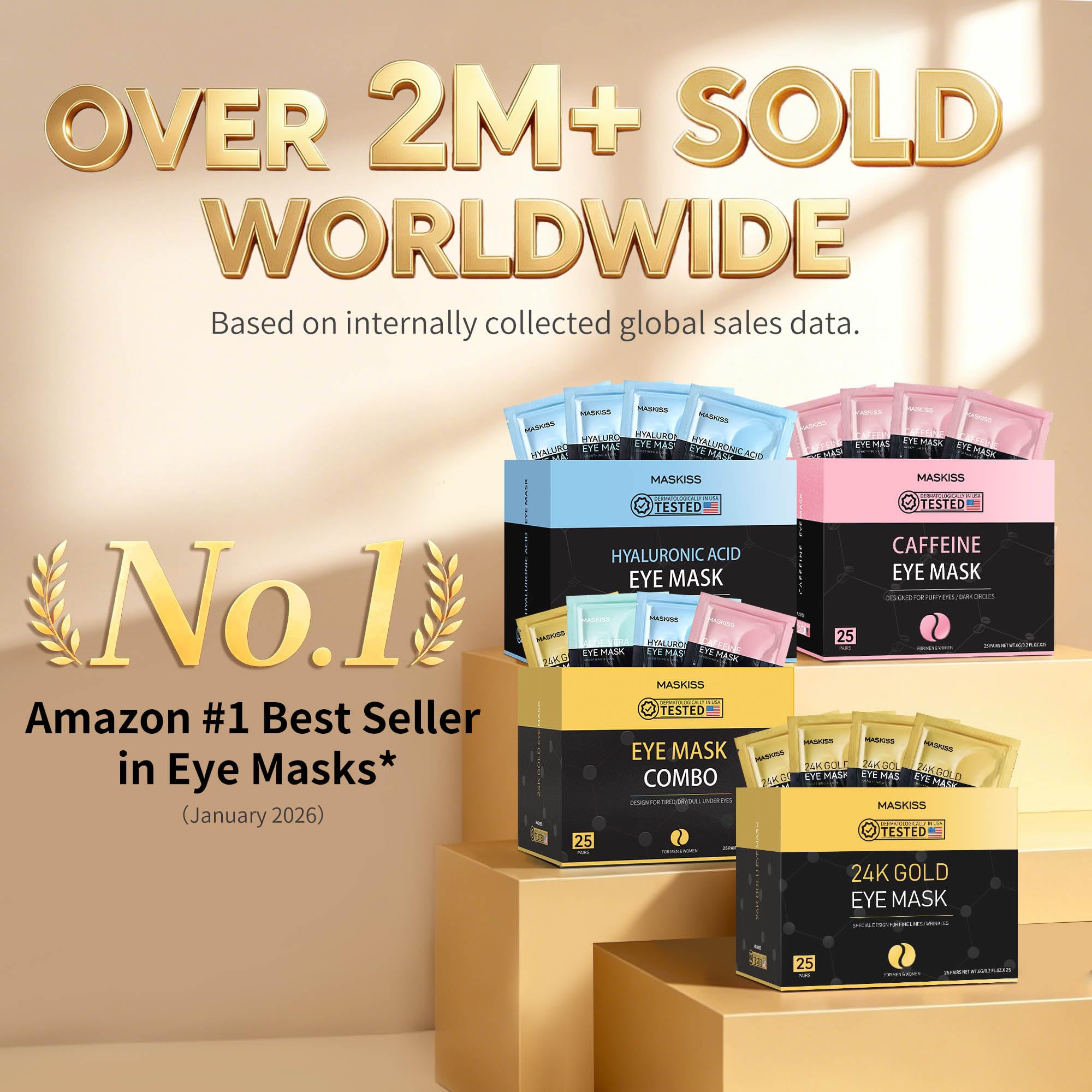 Maskiss 24k Gold Under Eye Patches (50 Pairs), eye mask, - Maskiss