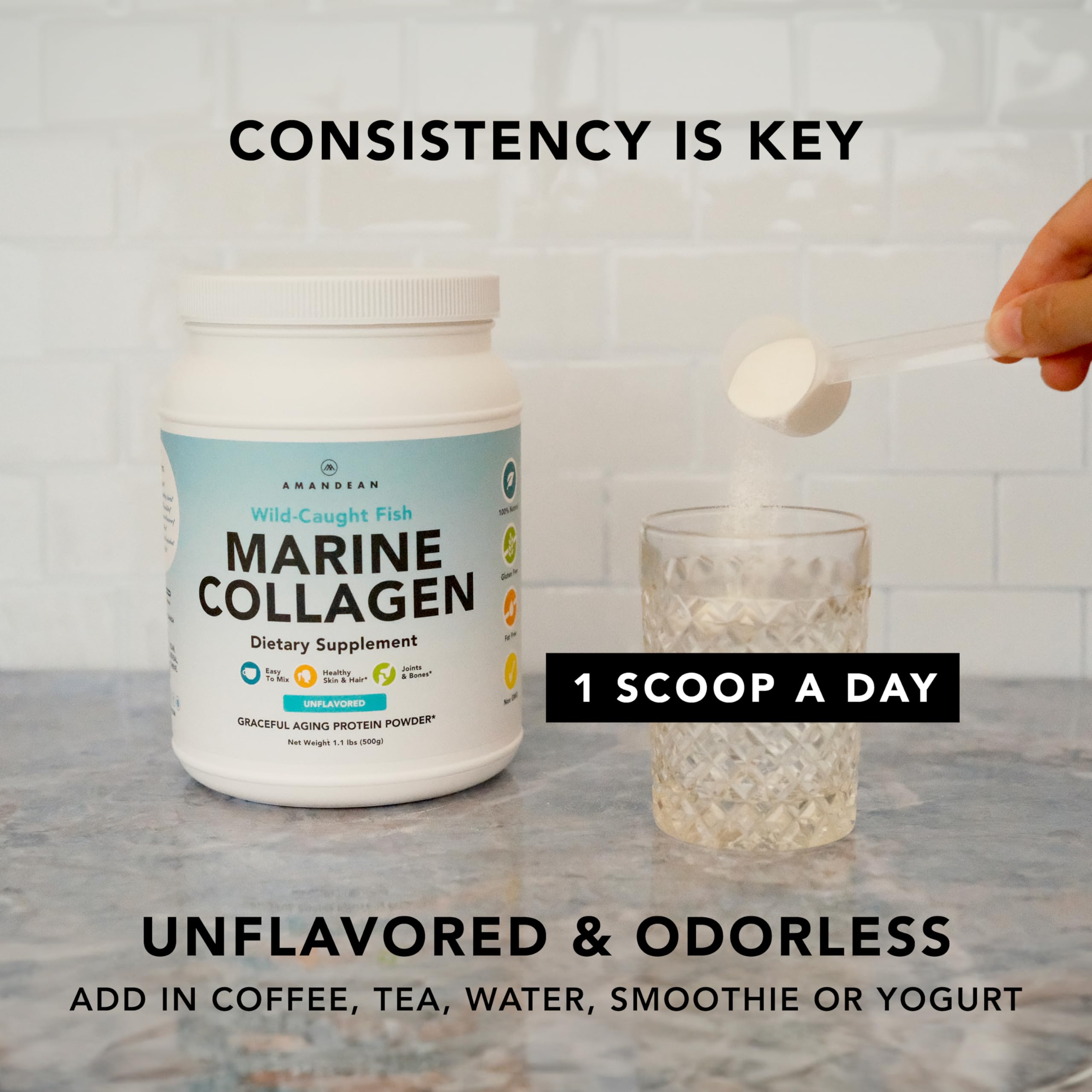 AMANDEAN Marine Collagen Peptides Powder Wild Caught Fish - AMANDEAN Official Imagery - 8