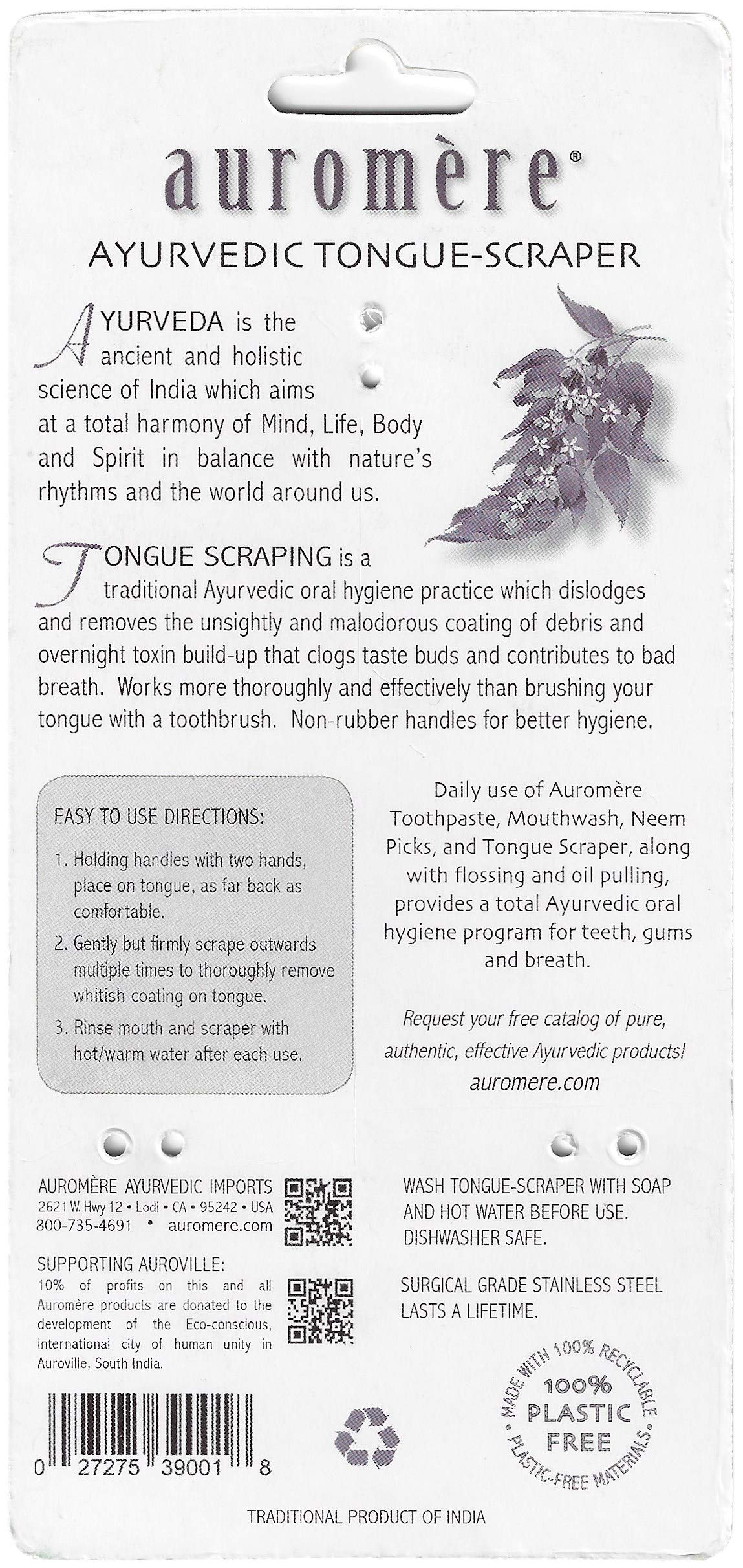 Auromere Stainless Steel Tongue Scraper Cleaner for Bad - Auromere Official Imagery - 3