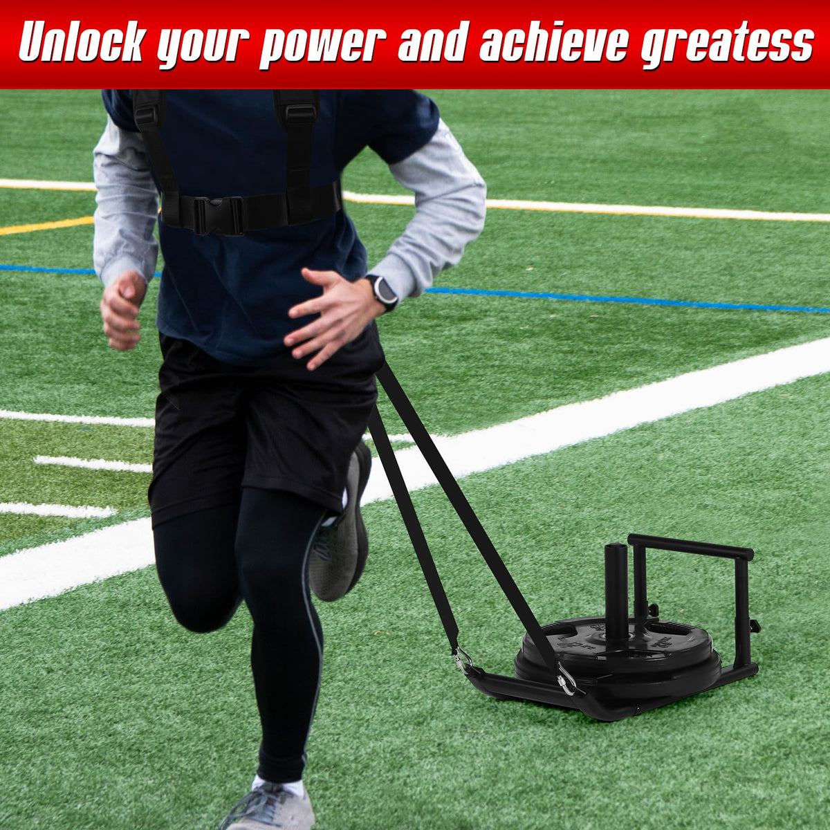 Workout Fitness Sled Weighted Sleds Push Gym Equipment for - GADFISH Official Imagery - 5