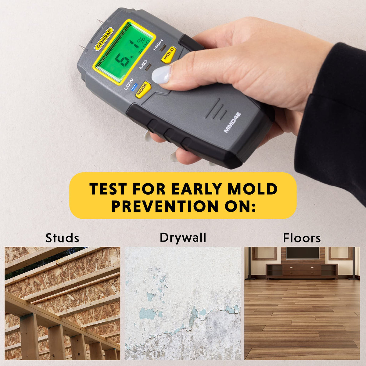General Tools MMD4E Moisture Meter for Wood Walls Water Leak - General Tools Official Imagery - 3