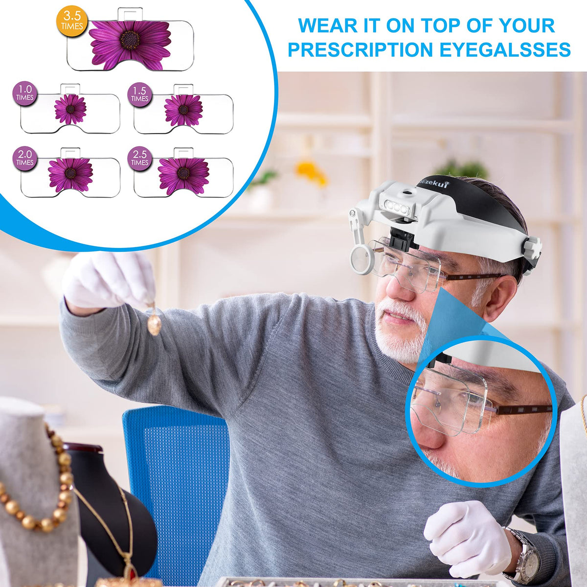 Dilzekui Magnifying Glass with Light 1X 14X Rechargeable - Dilzekui Official Imagery - 4