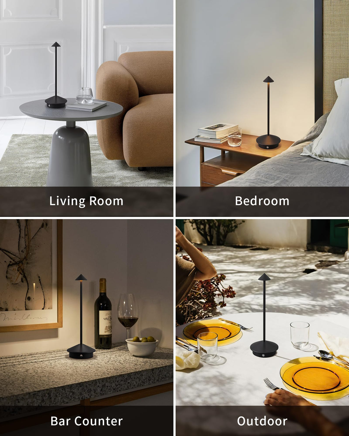 Modern Cordless Table Lamp Set of 2 Black Portable LED Desk - NEWSEE Official Imagery - 7