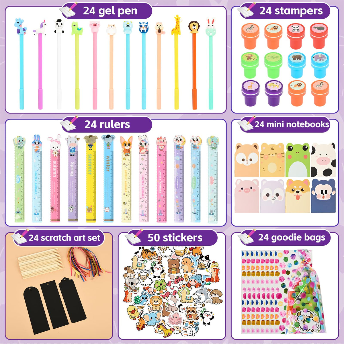 24 pack Cute Animals Party favors Cute Stationery Classroom - Ulema Official Imagery - 4