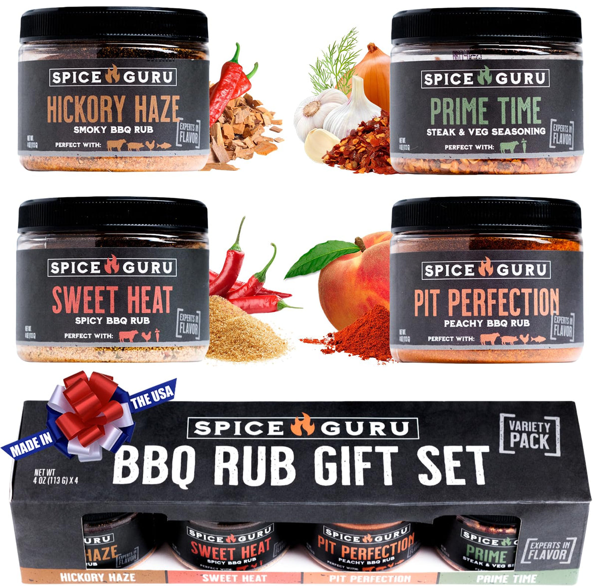 Spice Guru BBQ Rub Gift Set 4 Flavor Barbecue Seasoning - Spice Guru Official Imagery - 2
