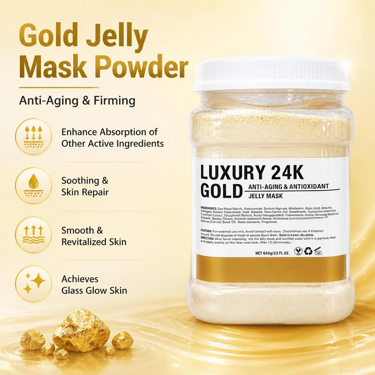 Jelly Mask for Facials Professional 24K Gold Peel Off Jelly - YMEYFAN Official Imagery - 4