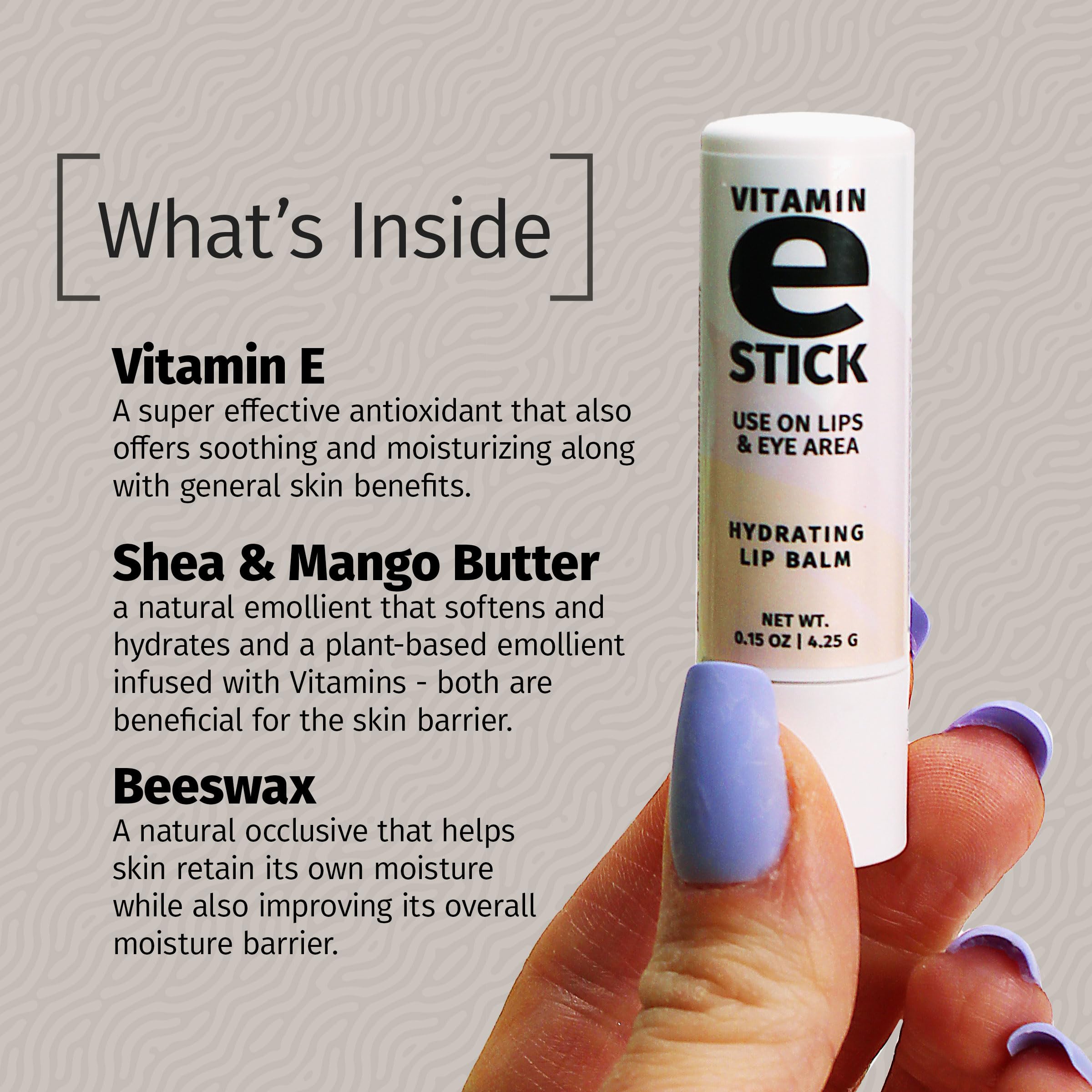 Vitamin E Stick, Hydrating Lip Balm & Under Eye Care, Pack of 3 - Reviva Labs Official Product View 6