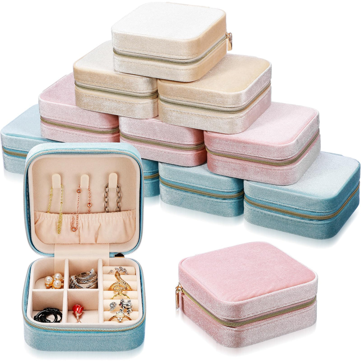 Kenning 12 Pcs Small Velvet Jewelry Case Travel Organizer - Kenning Official Imagery - 8