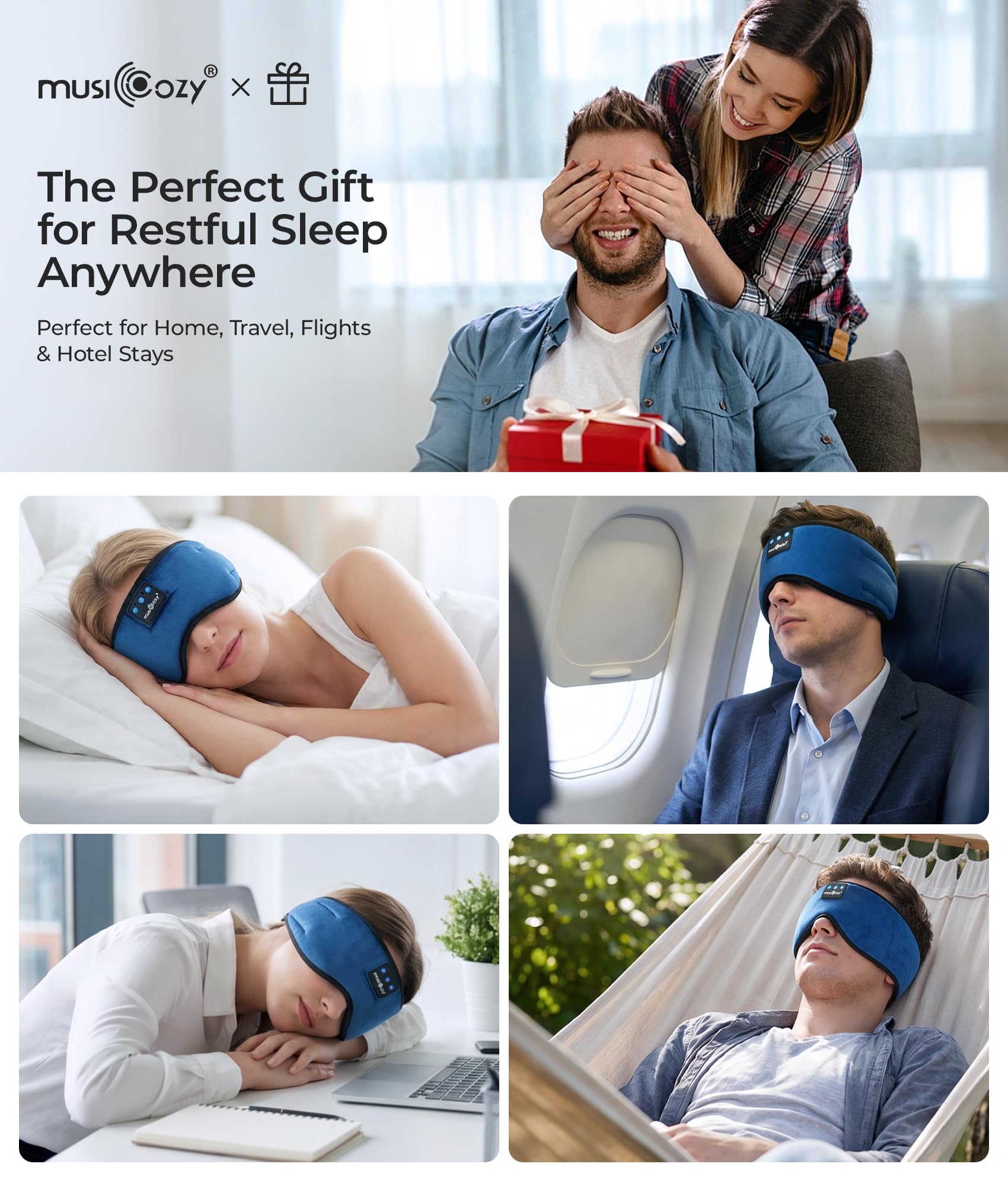 MUSICOZY Sleep Headphones Bluetooth 5.4 Sleep Eye Mask with HD Sp by MUSICOZY - Angle View 8