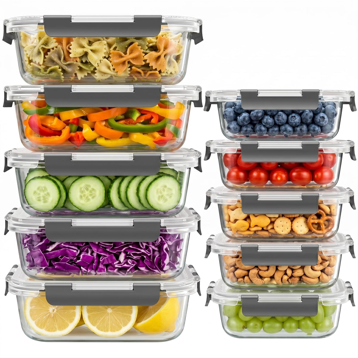Dealusy 10 Sets 36 oz 12 oz Glass Food Storage Containers - Dealusy Official Imagery - 1
