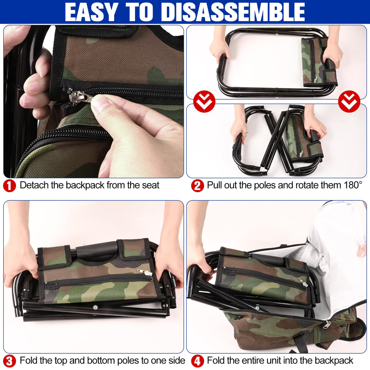 Folding Stool Backpack Insulated Cooler Bag Collapsible - Kikerike Official Imagery - 6