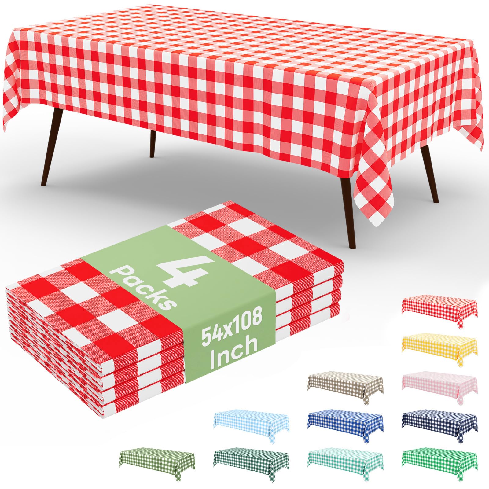 4 Packs Buffalo Disposable Table Cloth, 54 x 108 Inch Waterproof - Product Imagery
