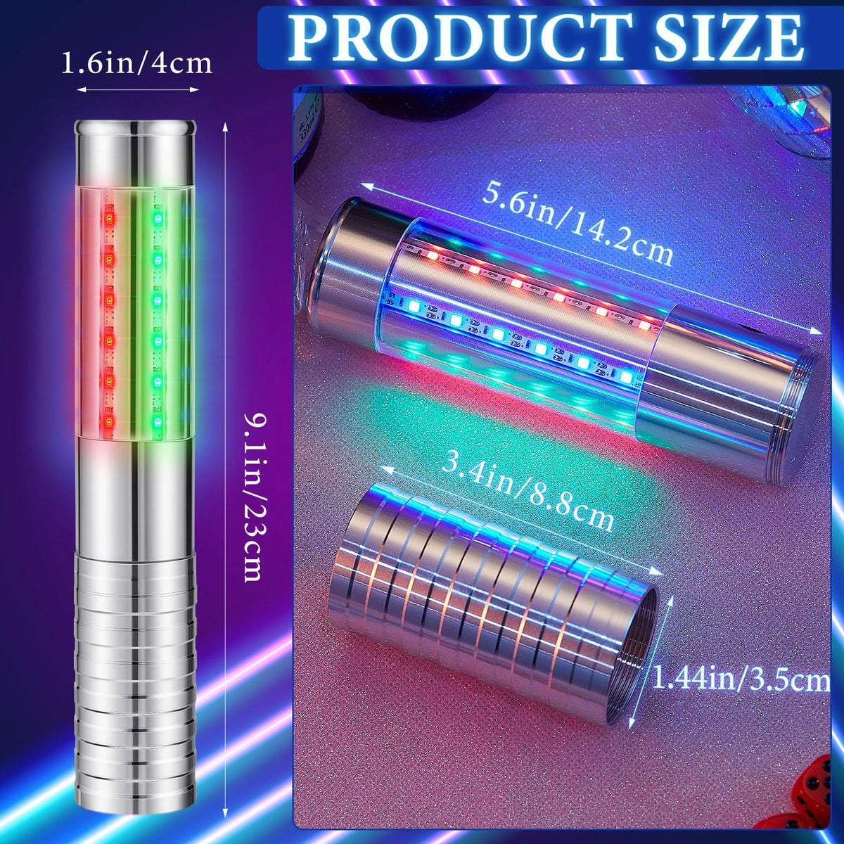 Civaner 2 Pcs LED Bottle Service Lights Nightclubs Silver - Civaner Official Imagery - 5