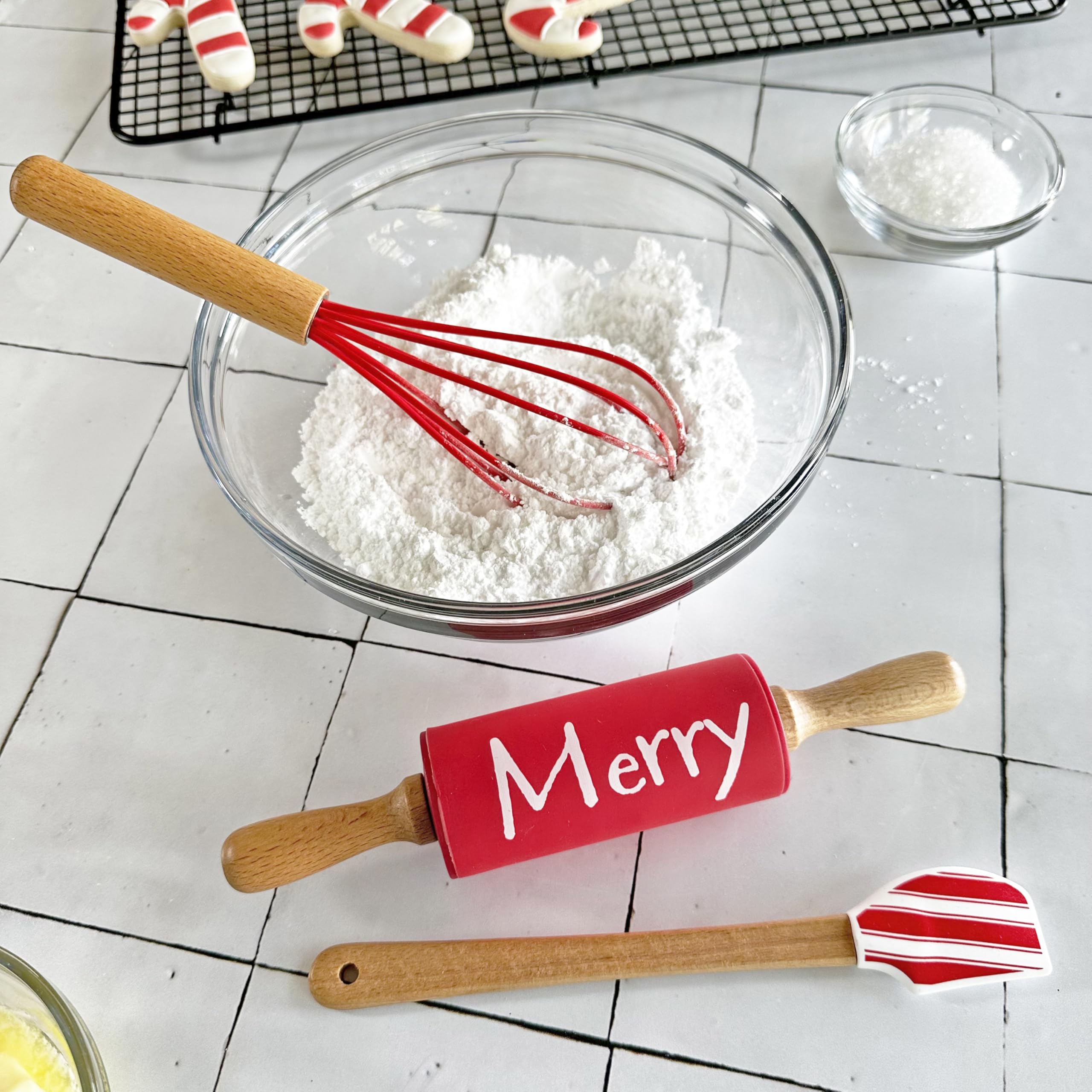 R&M Christmas Holiday 3 Piece Mini Bake Set – Spatula, Whisk & Rolling - View 2