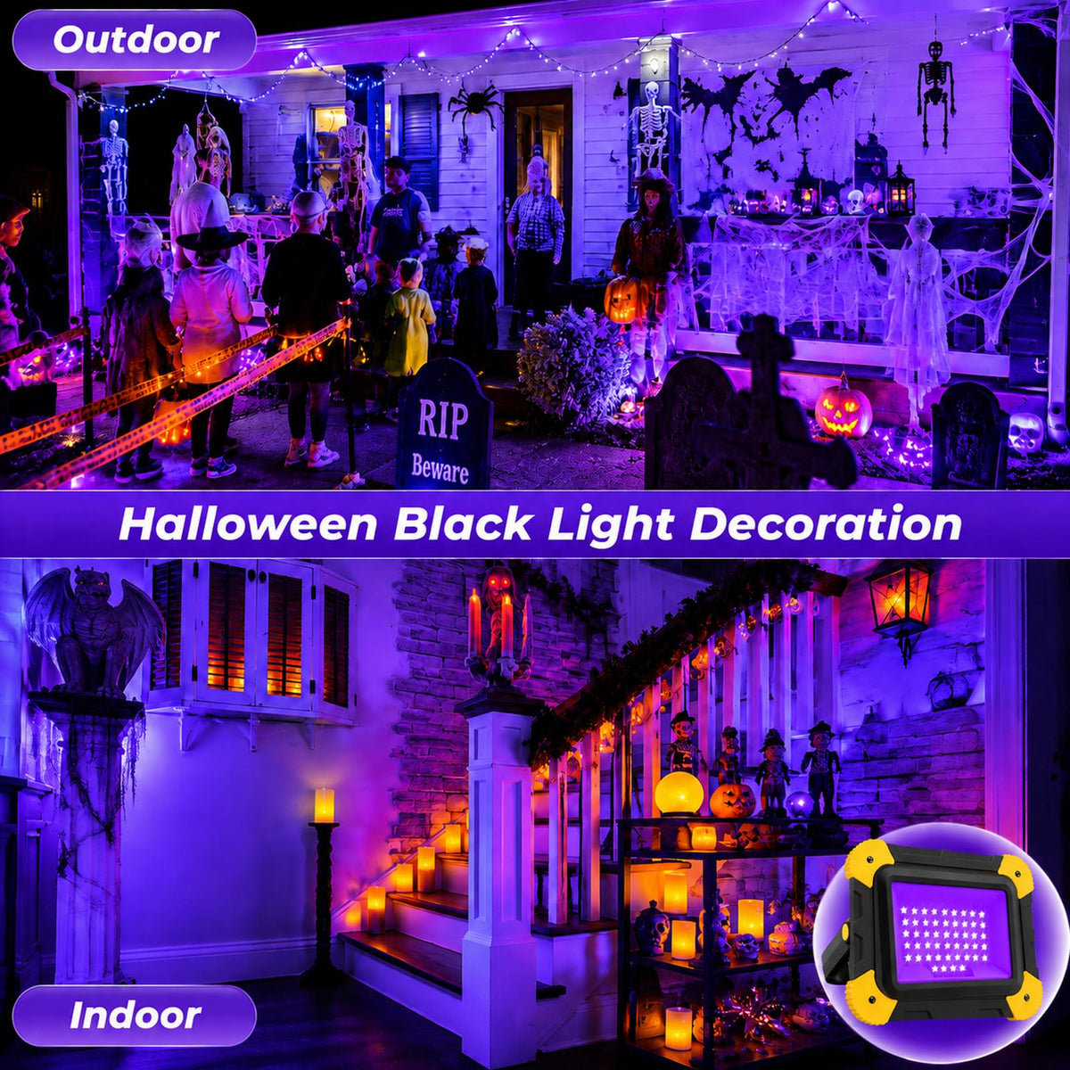 T SUN 2 Pack Rechargeable Black Lights Battery Powered - T-SUN Official Imagery - 3