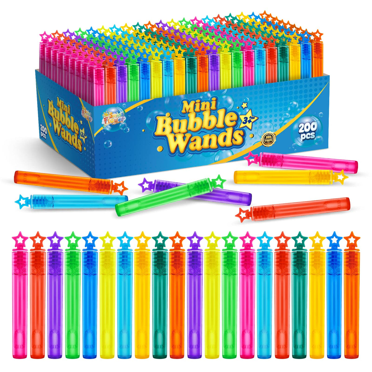 200 Pieces Mini Bubble Wands Party Favors Assortment Toys - SpringFlower Official Imagery - 1