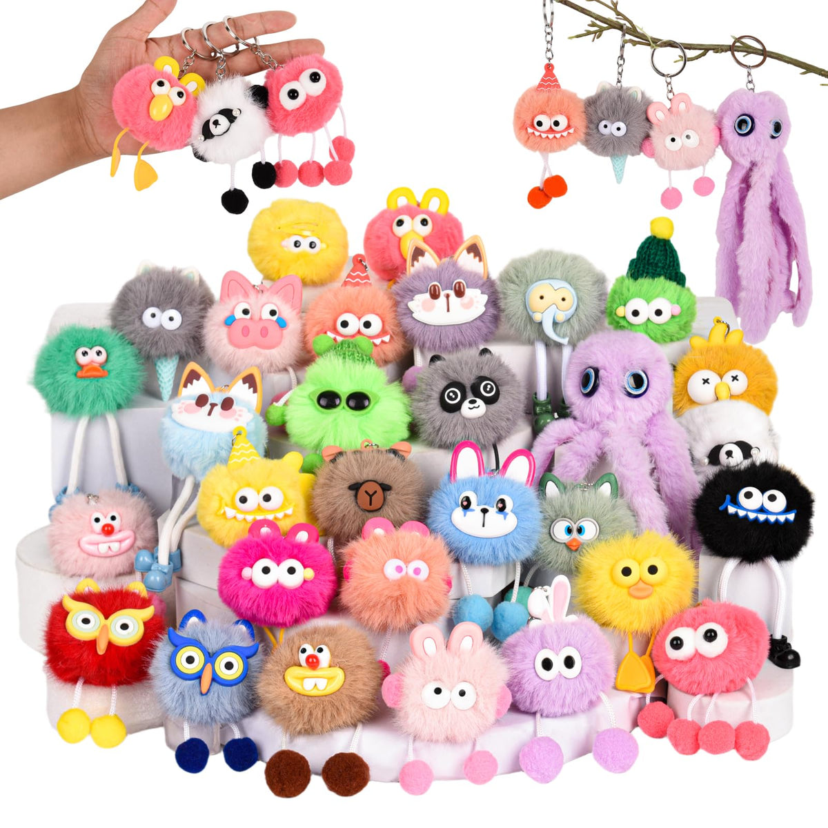 LiYiQ 30 Pcs Cute Plush Keychains Kawaii Keychain Bulk for - LiYiQ Official Imagery - 1