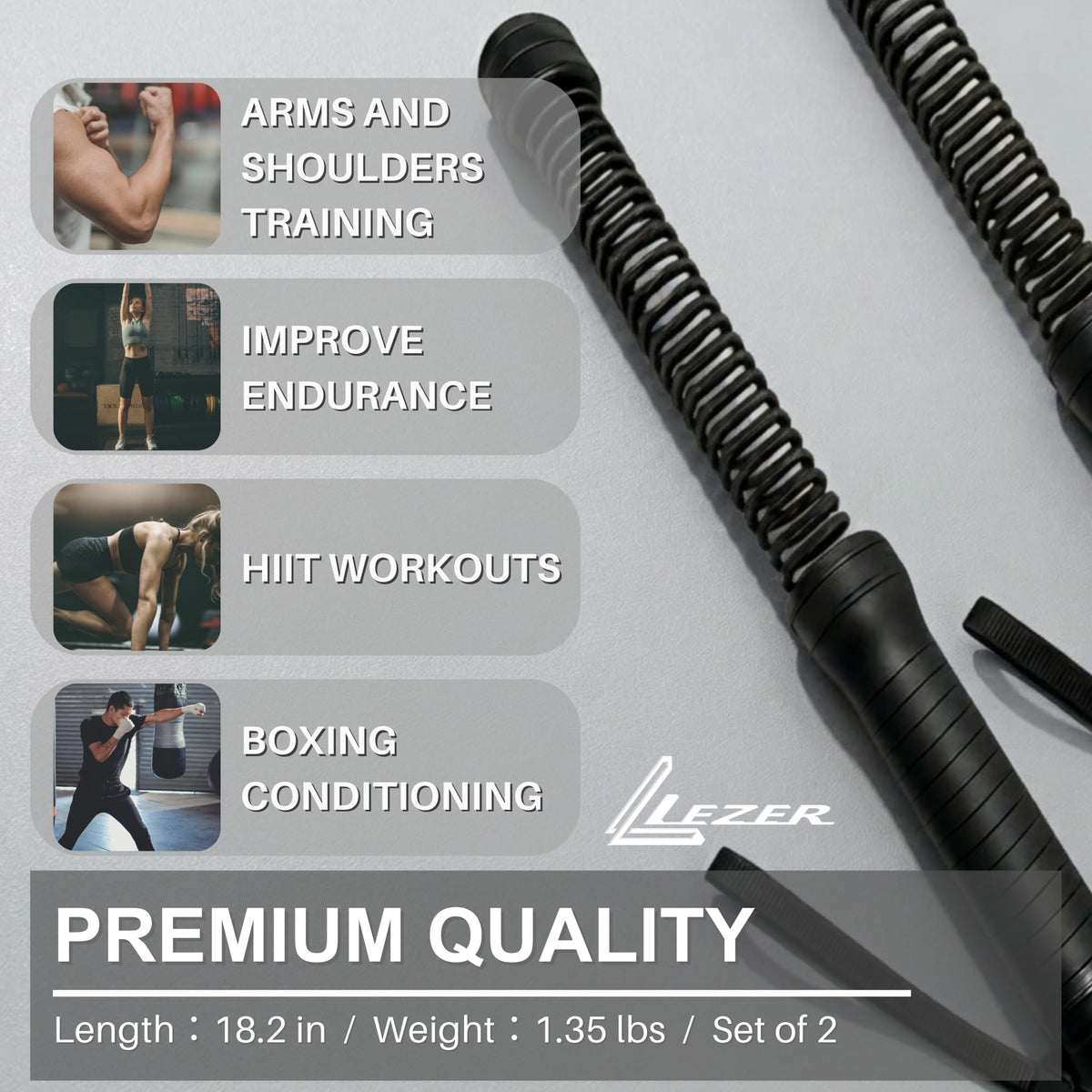 Weighted Ropeless Battle Ropes Cordless Workout Rope for - LEZER Official Imagery - 3