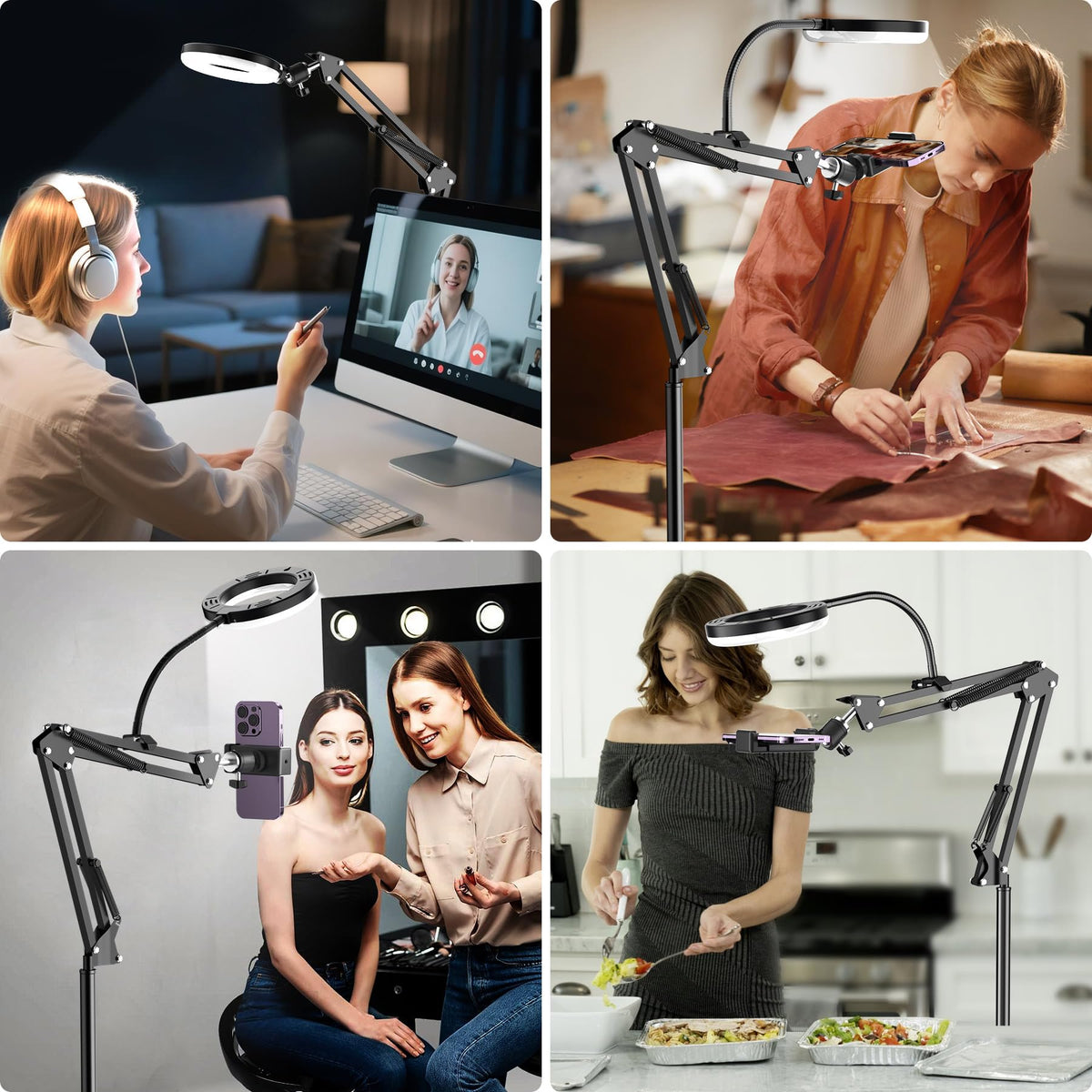 Floor Overhead Phone Mount with Dimmable Ring Light for - Mionondi Official Imagery - 7