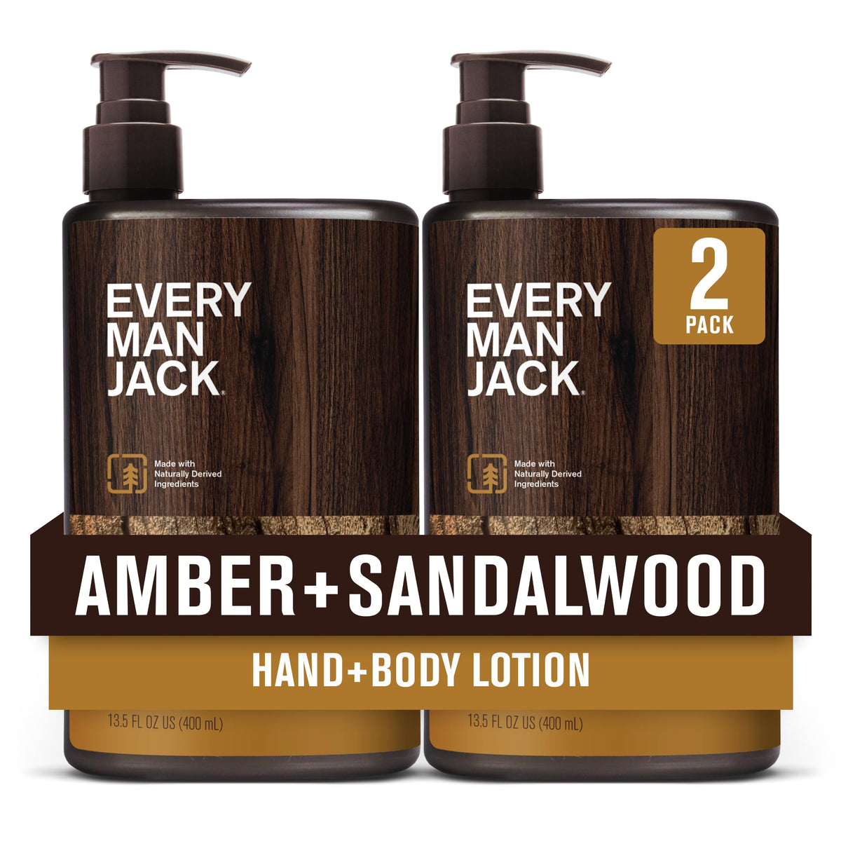 Every Man Jack Hand Body Lotion for Men Amber Sandalwood 2pk - Every Man Jack Official Imagery - 2