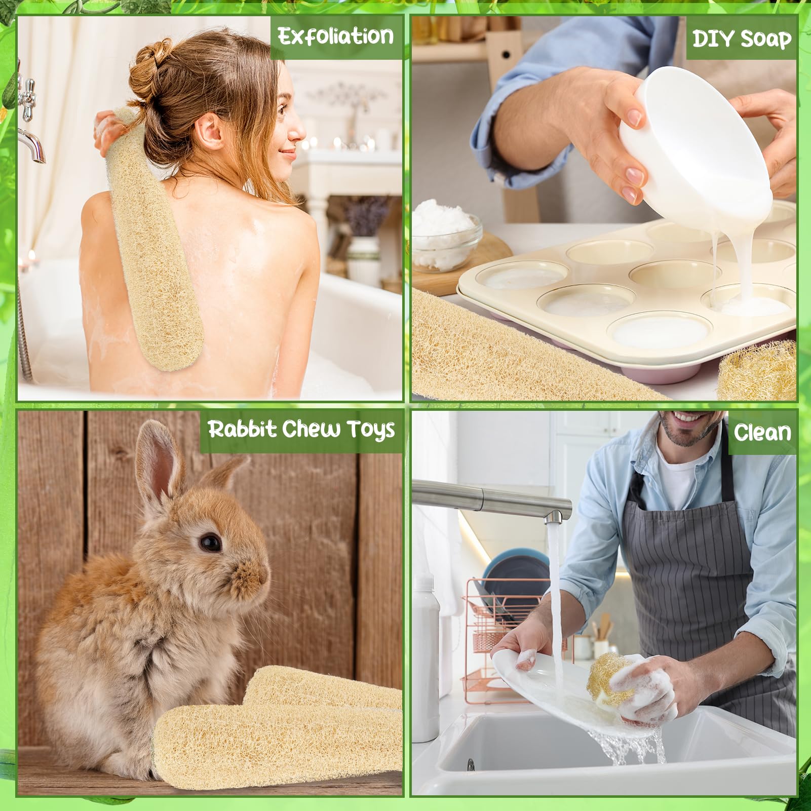 ZhouBoat Natural Loofah Sponge 13.8 - 15.7 Inches Women - ZhouBoat Official Product View 6
