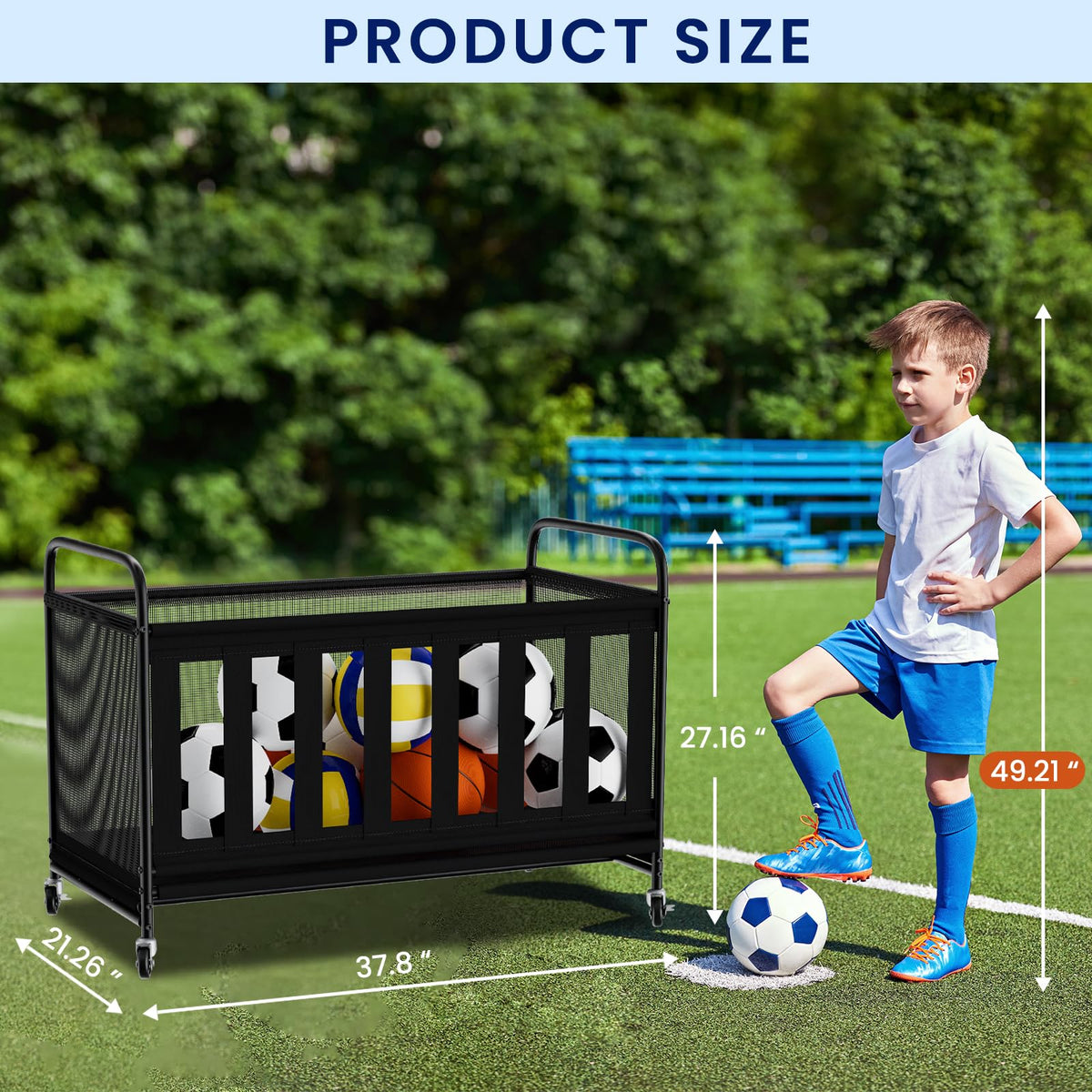 Ball Storage Bin Large with Wheels Outdoor Ball Storage for - nization Official Imagery - 4