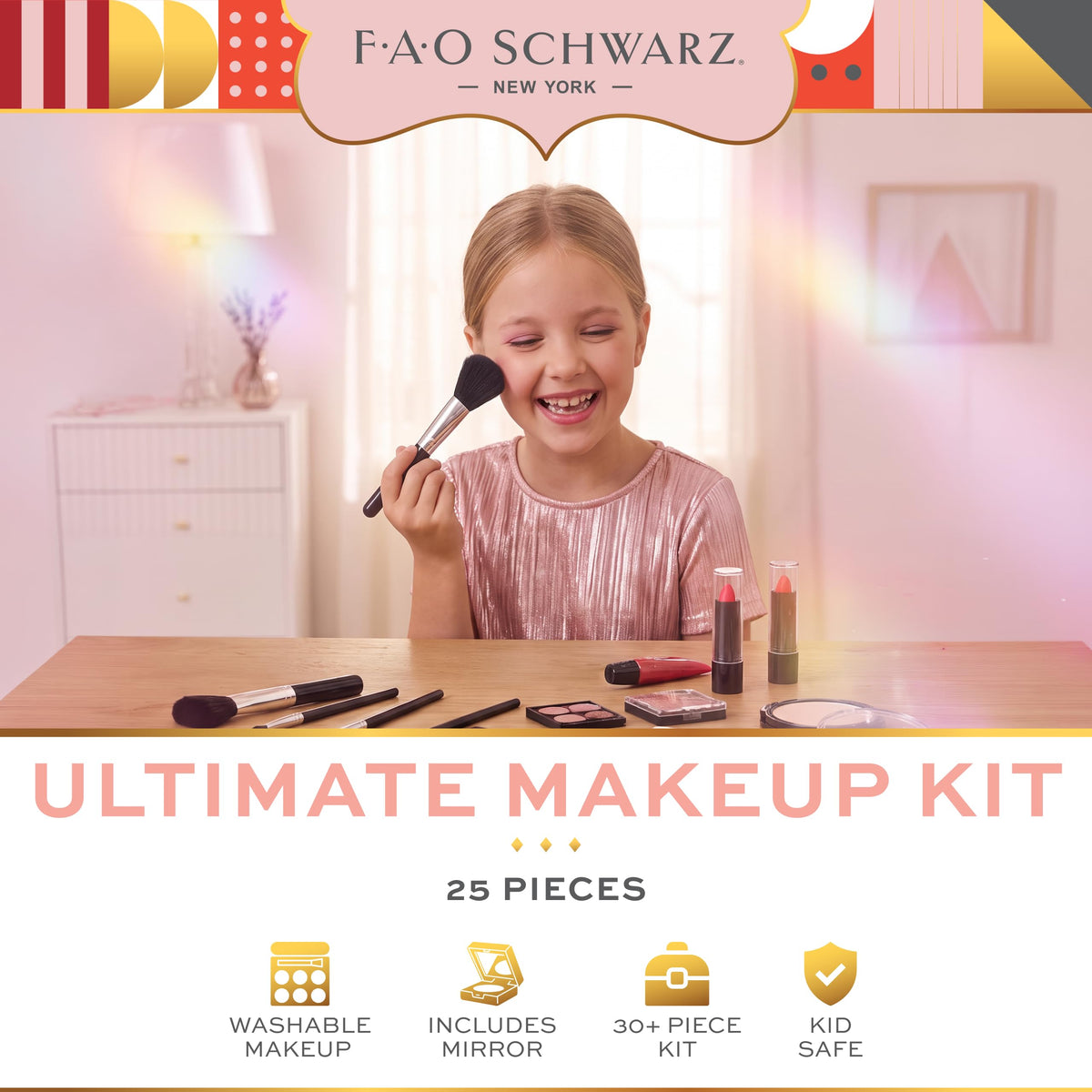 FAO Schwarz Ultimate Makeup Kit 25 Piece Kids Cosmetic Set - FAO Schwarz Official Imagery - 3