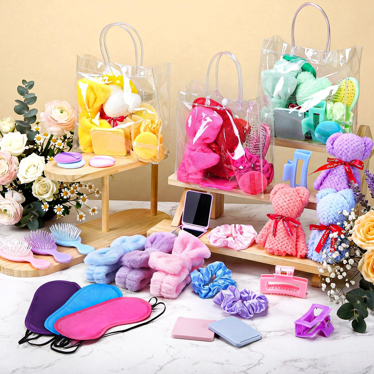 54 Pcs Spa Sleepover Party Supplies Include Bow Headband Eye - Suncalla Official Imagery - 6