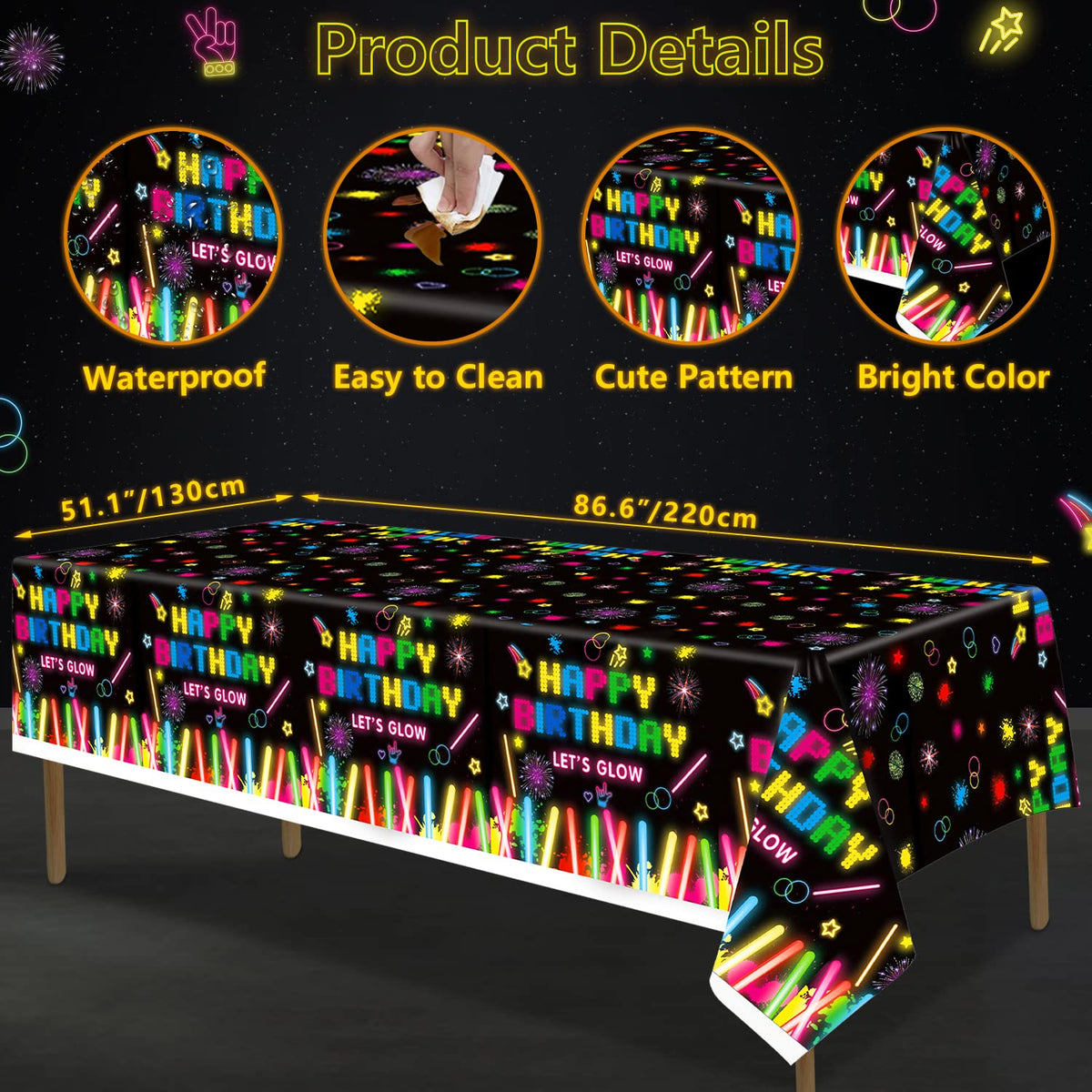 241 PCS Party Supplies Neon Glow Tableware Set - Dvaorc Official Imagery - 8
