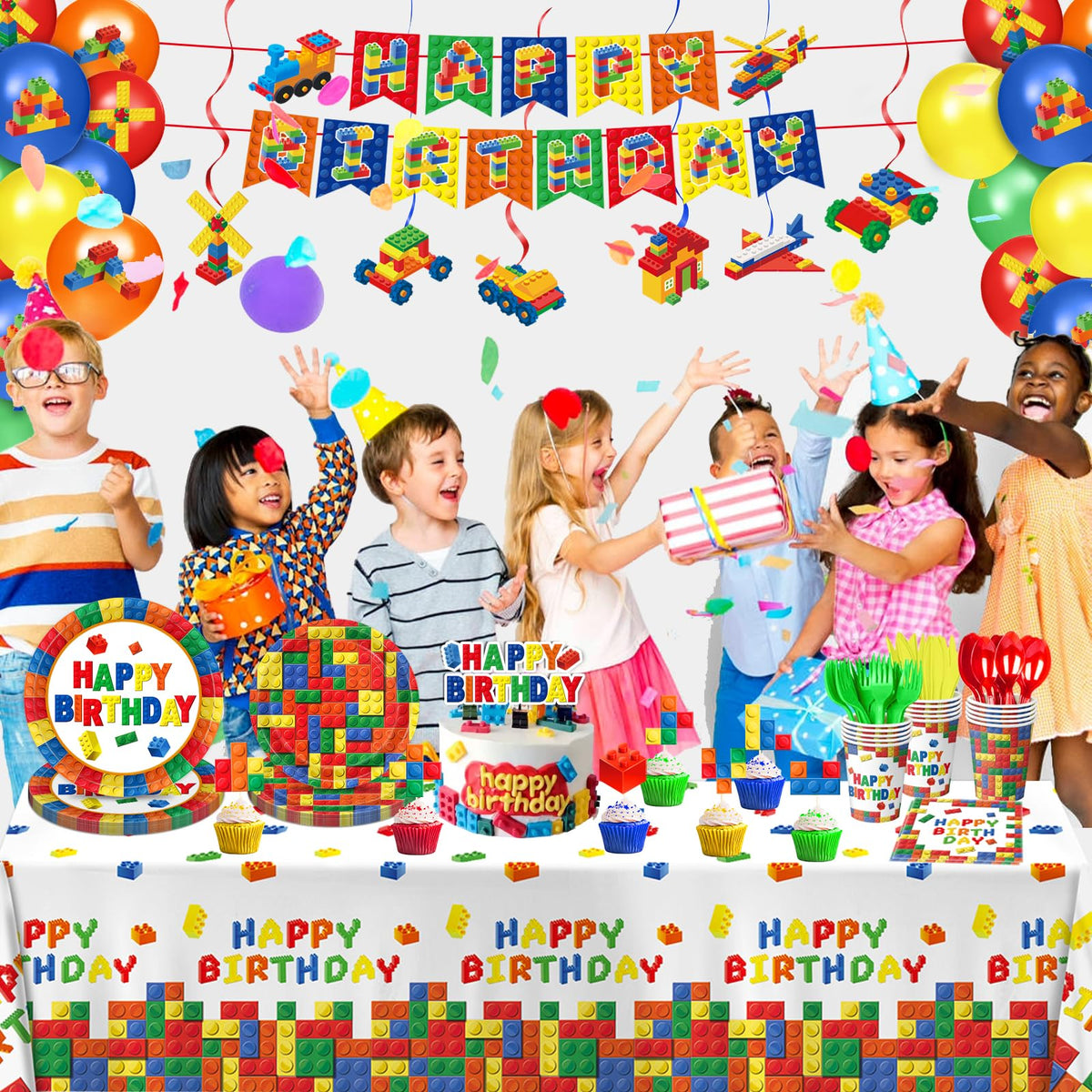 173 PCS Building Block Birthday Party Decorations - QIYANPAX Official Imagery - 6
