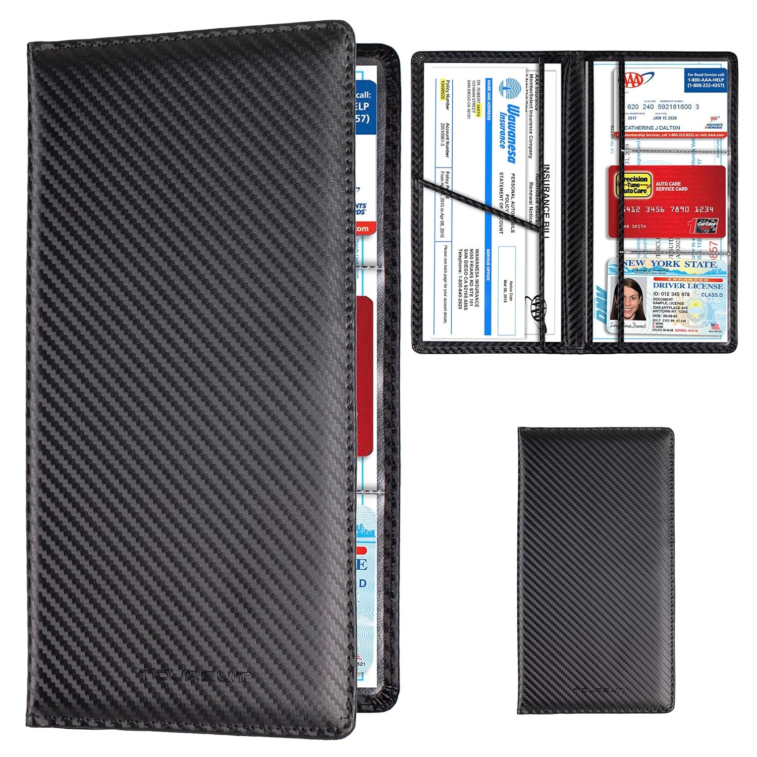 TOURSUIT Car Registration and Insurance Card Holder, Vehicle License Document Glove Box Compart
