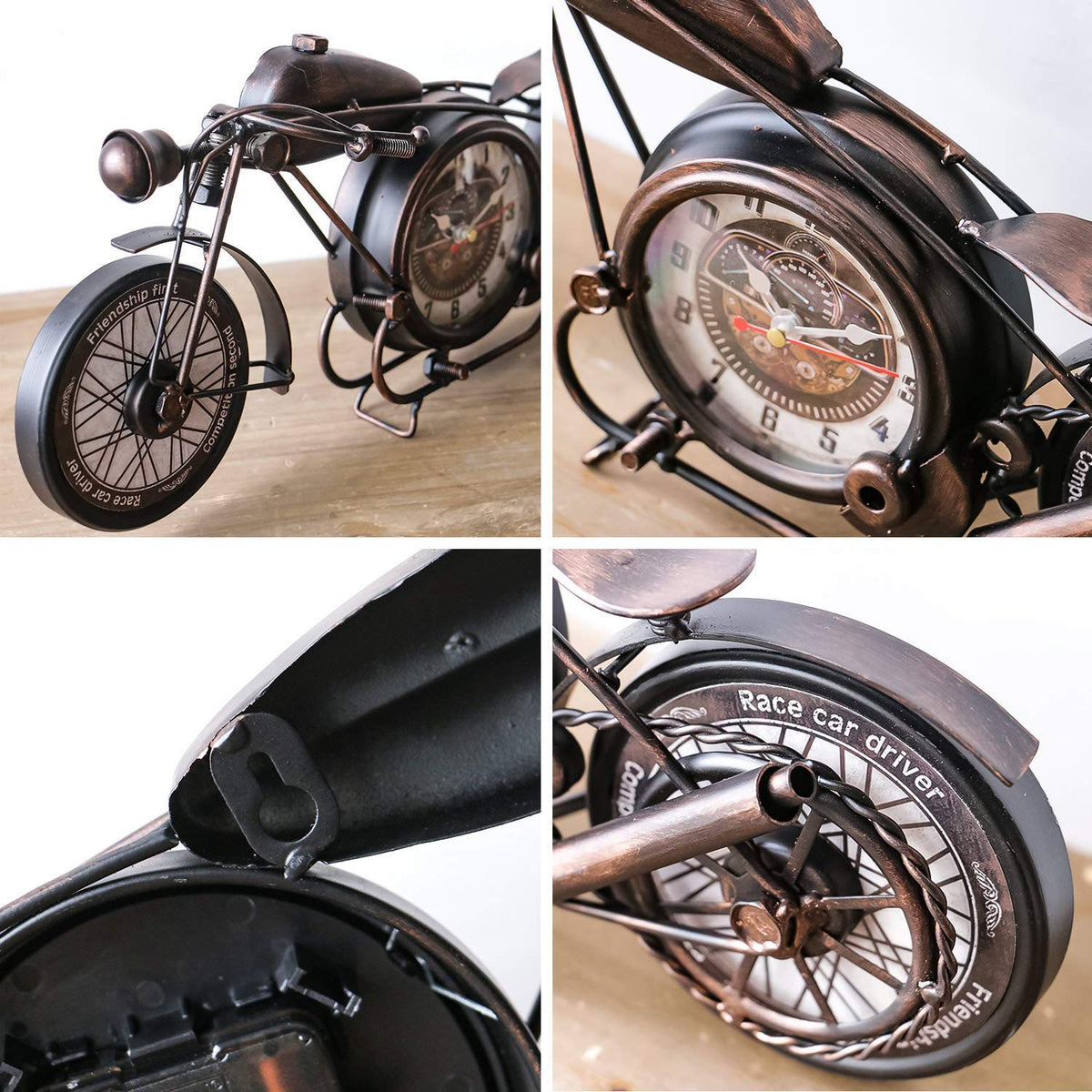 YOUKI Metal Motorcycle Wall Decor Desk Shelf Clocks Man Cave - YOUKI Official Imagery - 8