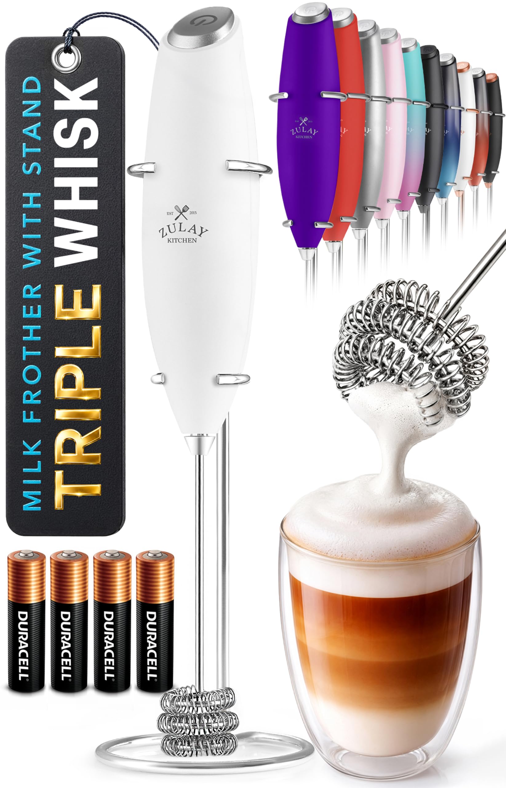 Zulay Kitchen Milk Frother Handheld Electric Whisk – Frother Wand by Zulay Kitchen - Angle View 9