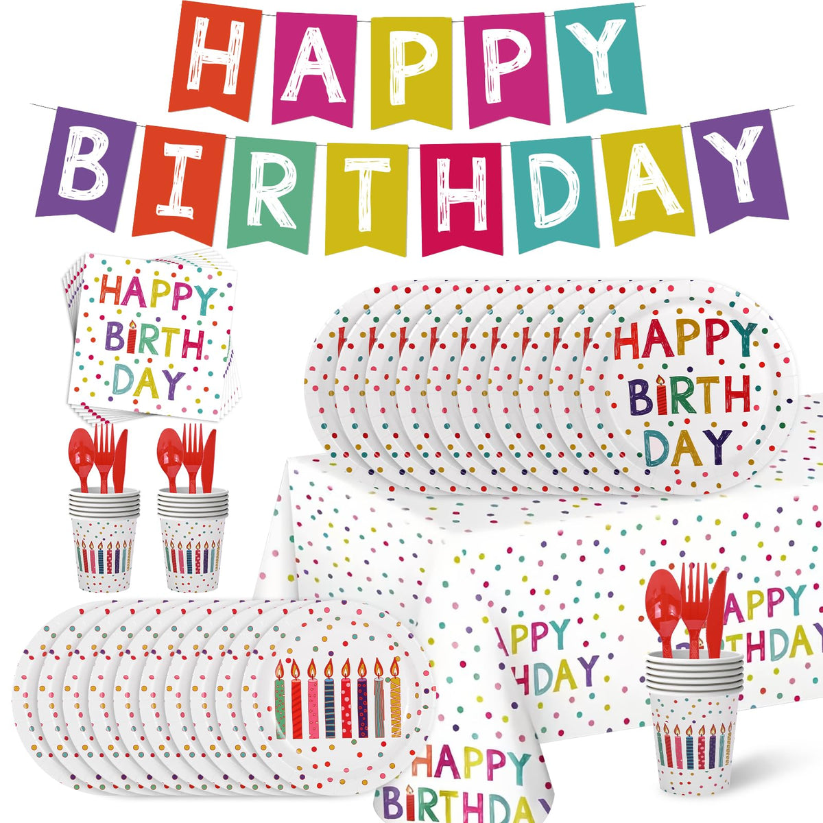 203 Pcs Happy Birthday Decorations Party Supplies Set with - Zifengcer Official Imagery - 1