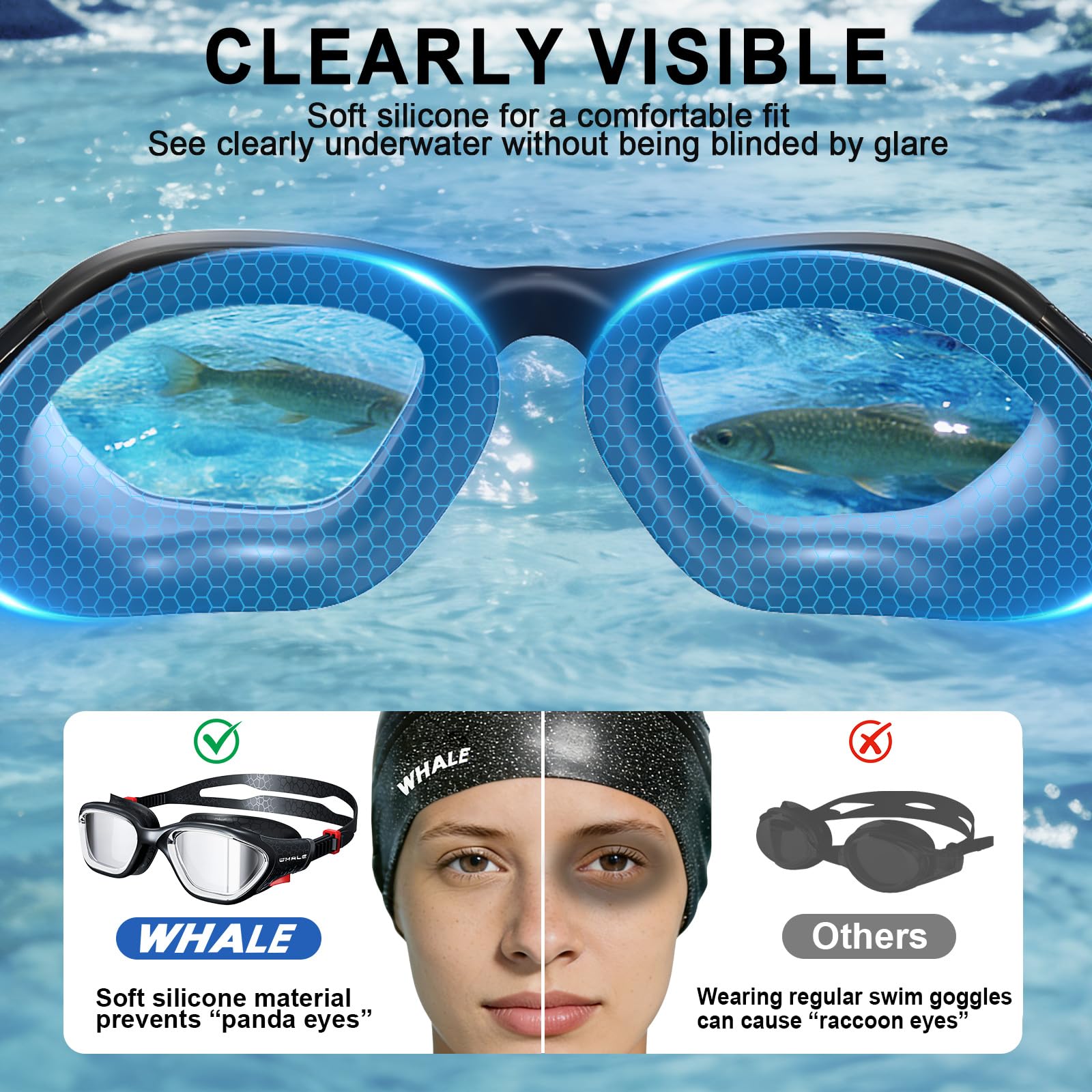 Whale Swim Goggles Polarized Anti-Fog Lenses, Unisex | 100% UV Pr - Whale Official Product View 7