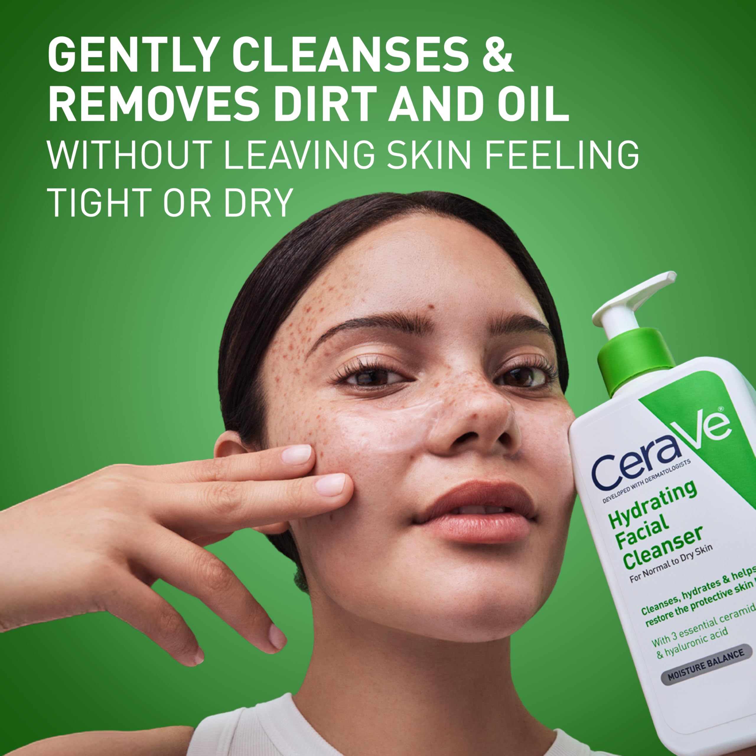 CeraVe Hydrating Cleanser with Hyaluronic Acid, Face Wash for... - CeraVe Official Product View 3