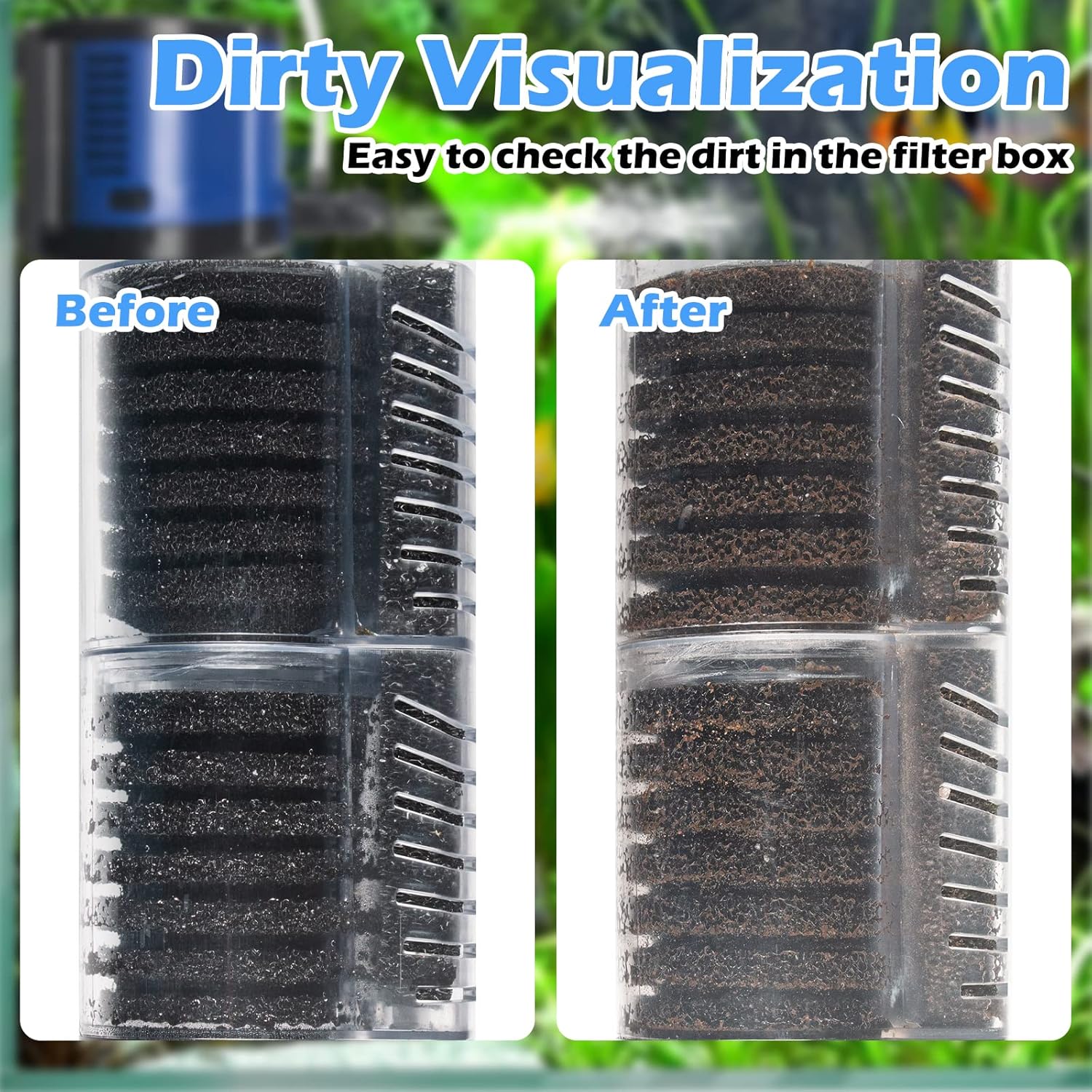 TARARIUM Fish Tank Filter, powerful 400 GPH for large aquariums and ponds, showing the filter unit and water flow.