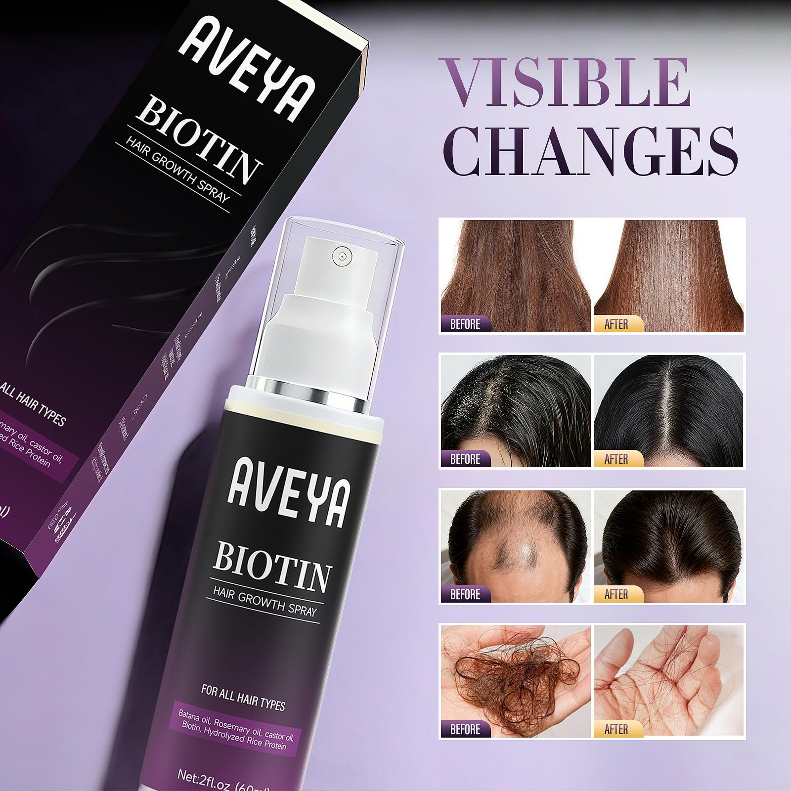 AVEYA Hair Growth Spray, infused with Rosemary Oil,rice water,Batana Oil&Biotin - AVEYA Official Product View 5